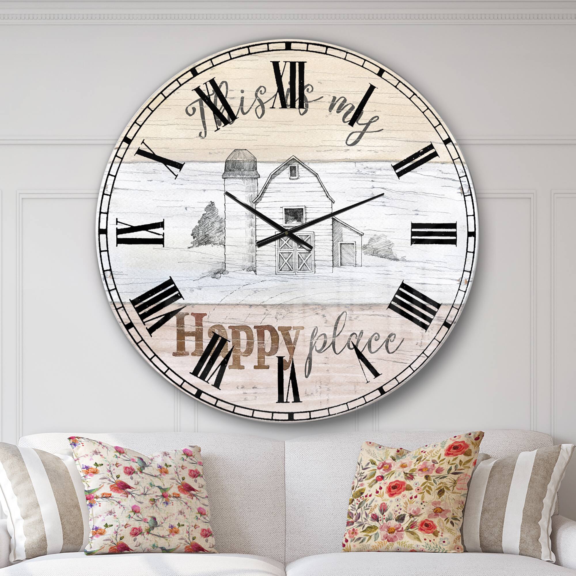 Designart 'Farmhouse Moment Barns Farmhouse Wall Clock
