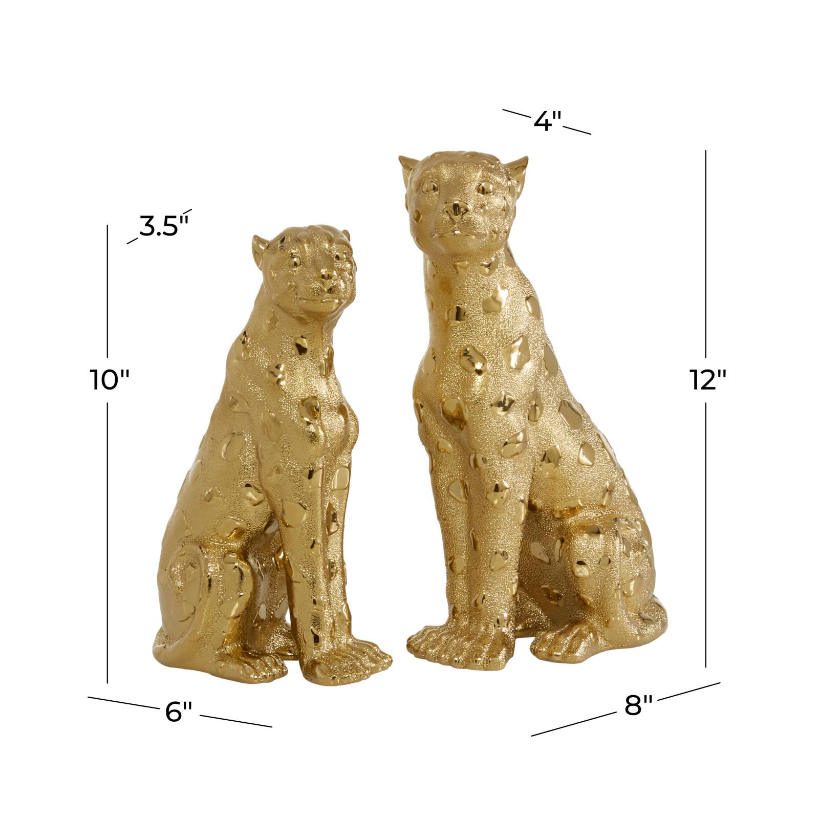 Gold Glam Leopard Sculpture Set