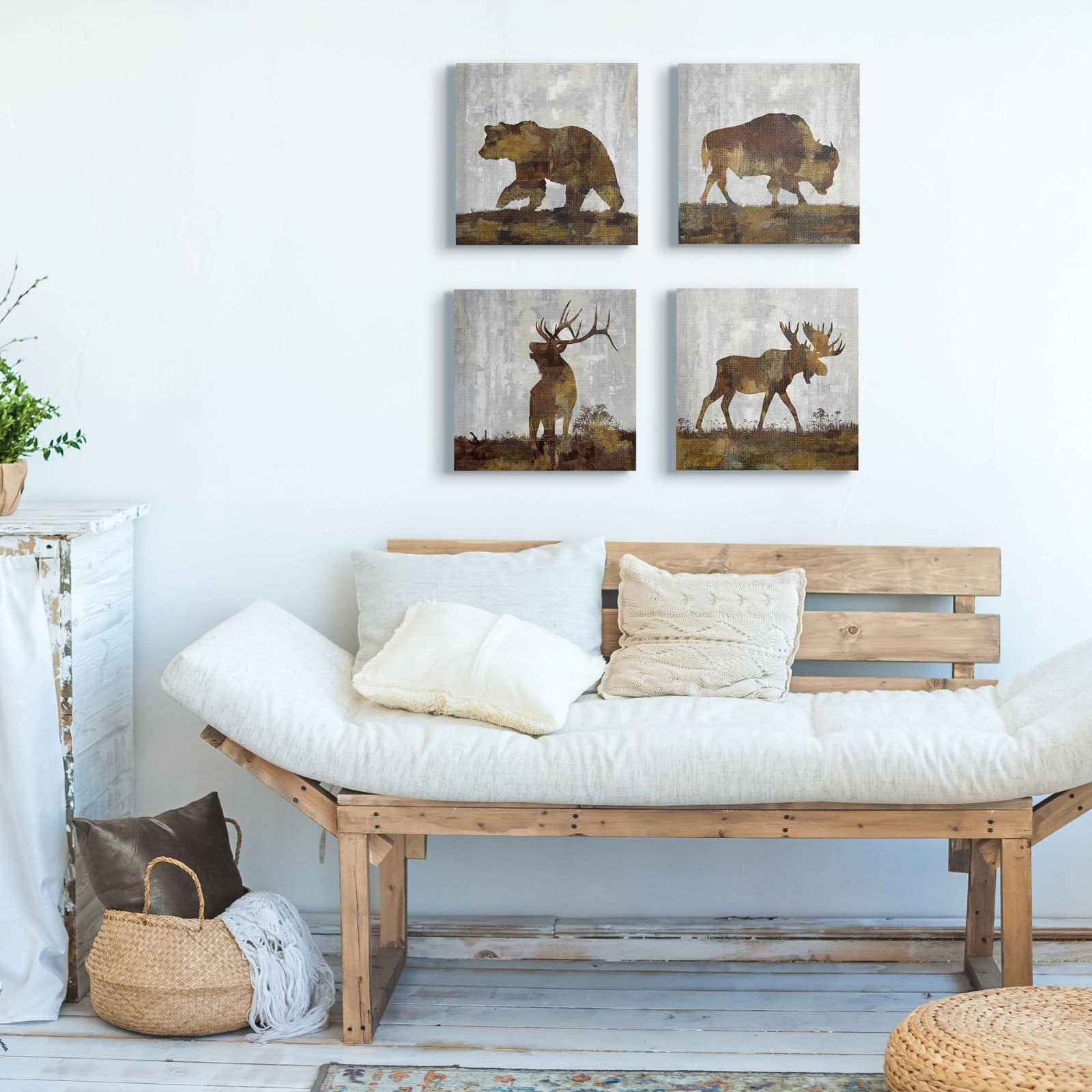 Stupell Industries 4 Panel Woodland Animals Canvas Wall Art Set