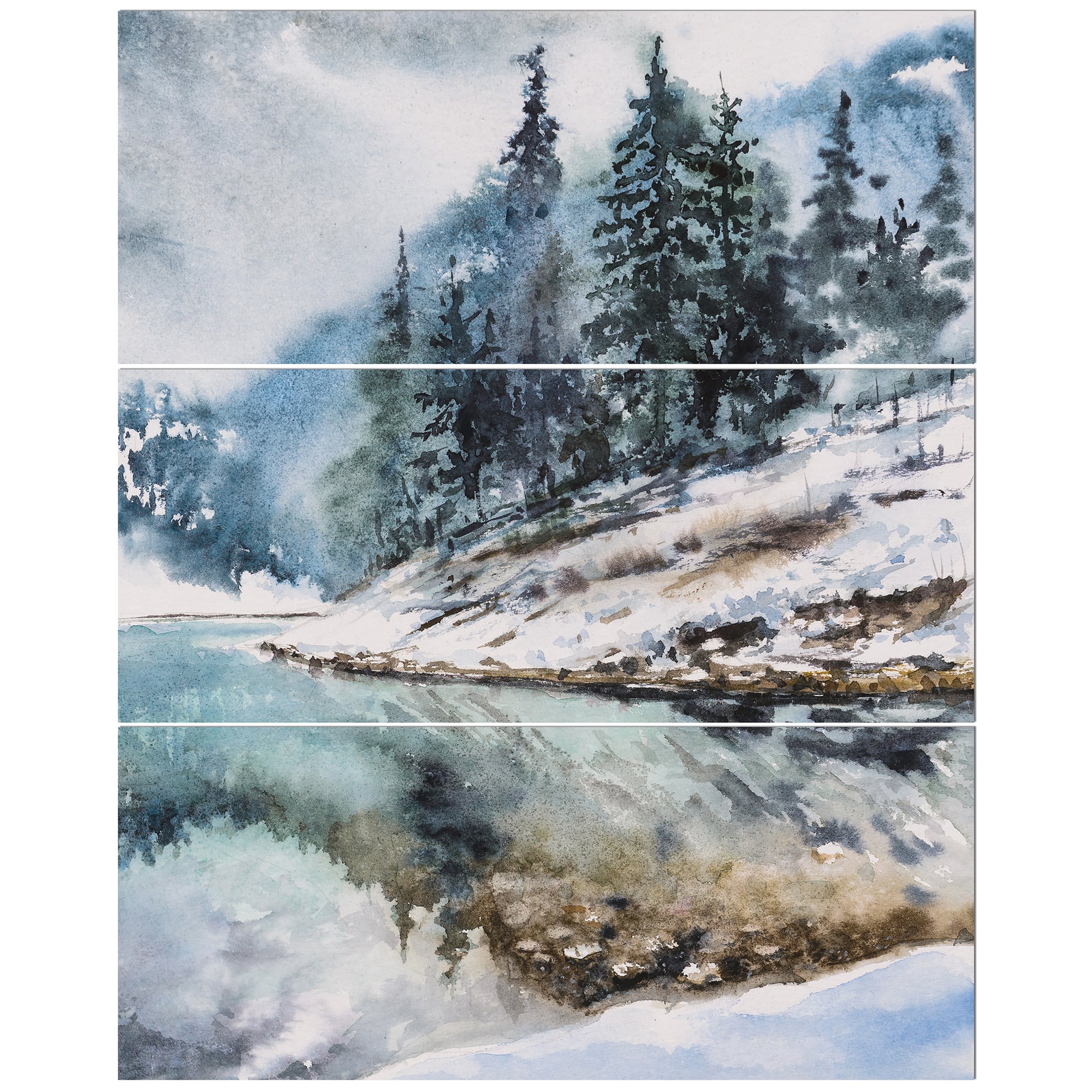 Designart - Mountain Hill Reflected in Water