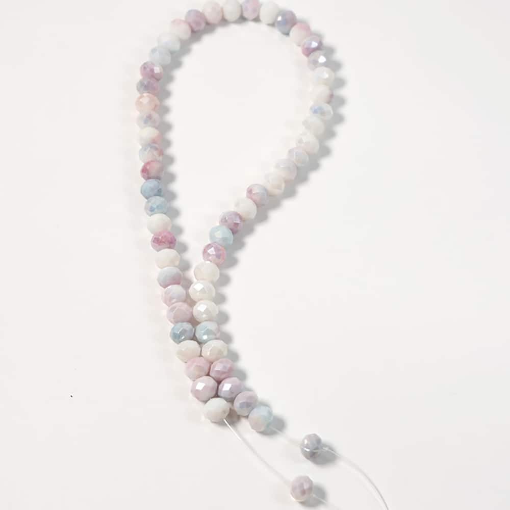 Jesse James Beads 8mm Mauve Pink & Gray Blue Rondelle Glass Beads