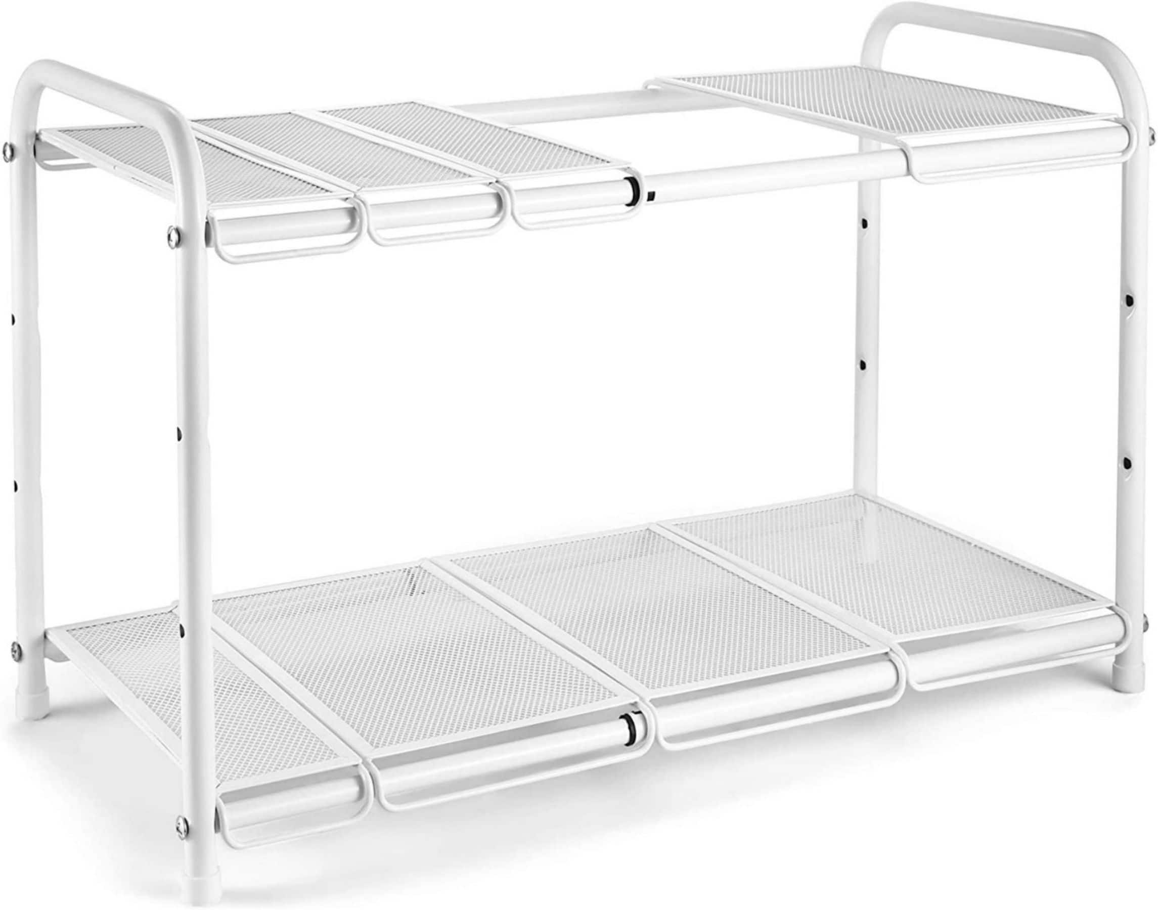 NEX™ White 2 Tier Expandable Cabinet Shelf Organizer Rack