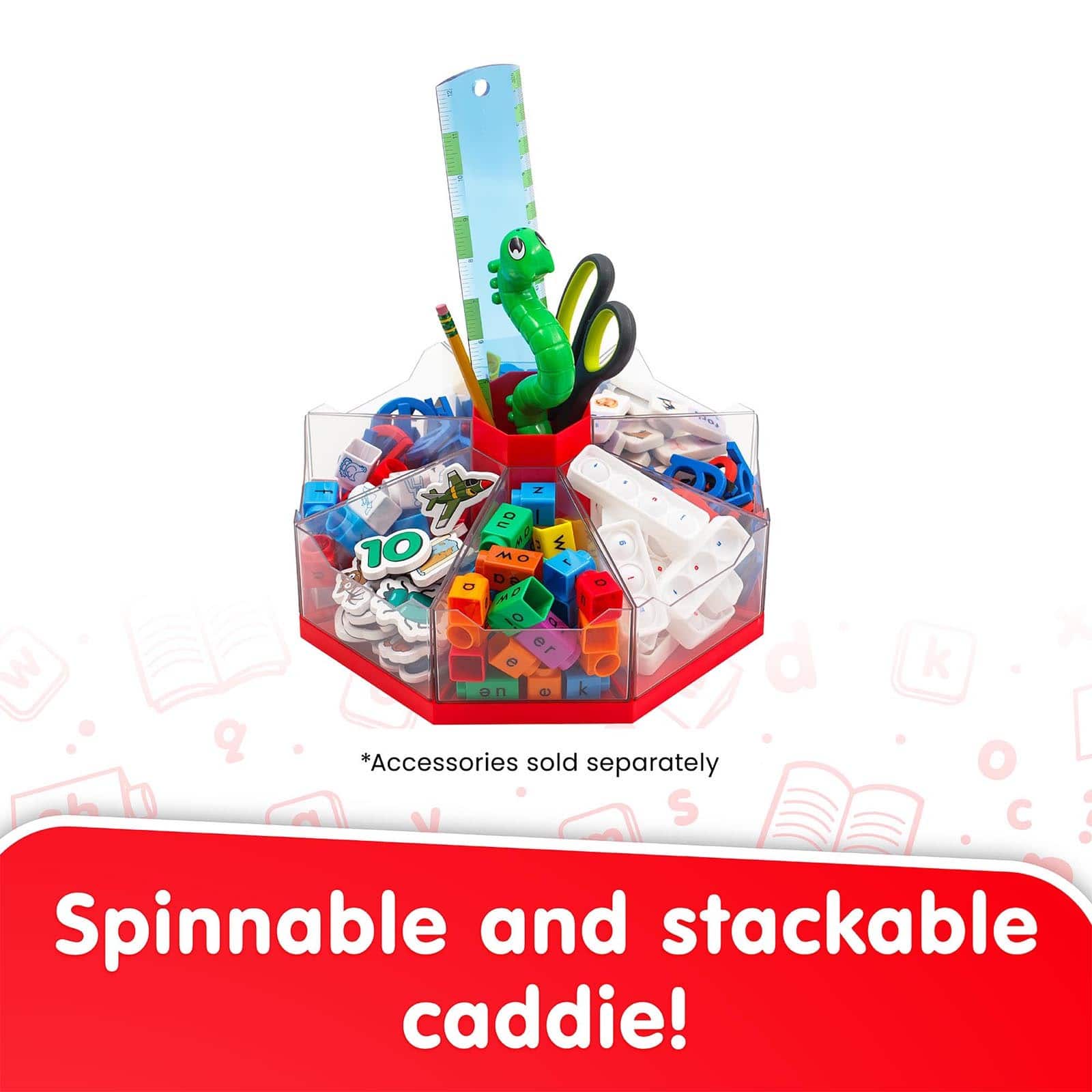 Junior Learning® Classroom Caddie Red Octagonal Storage System