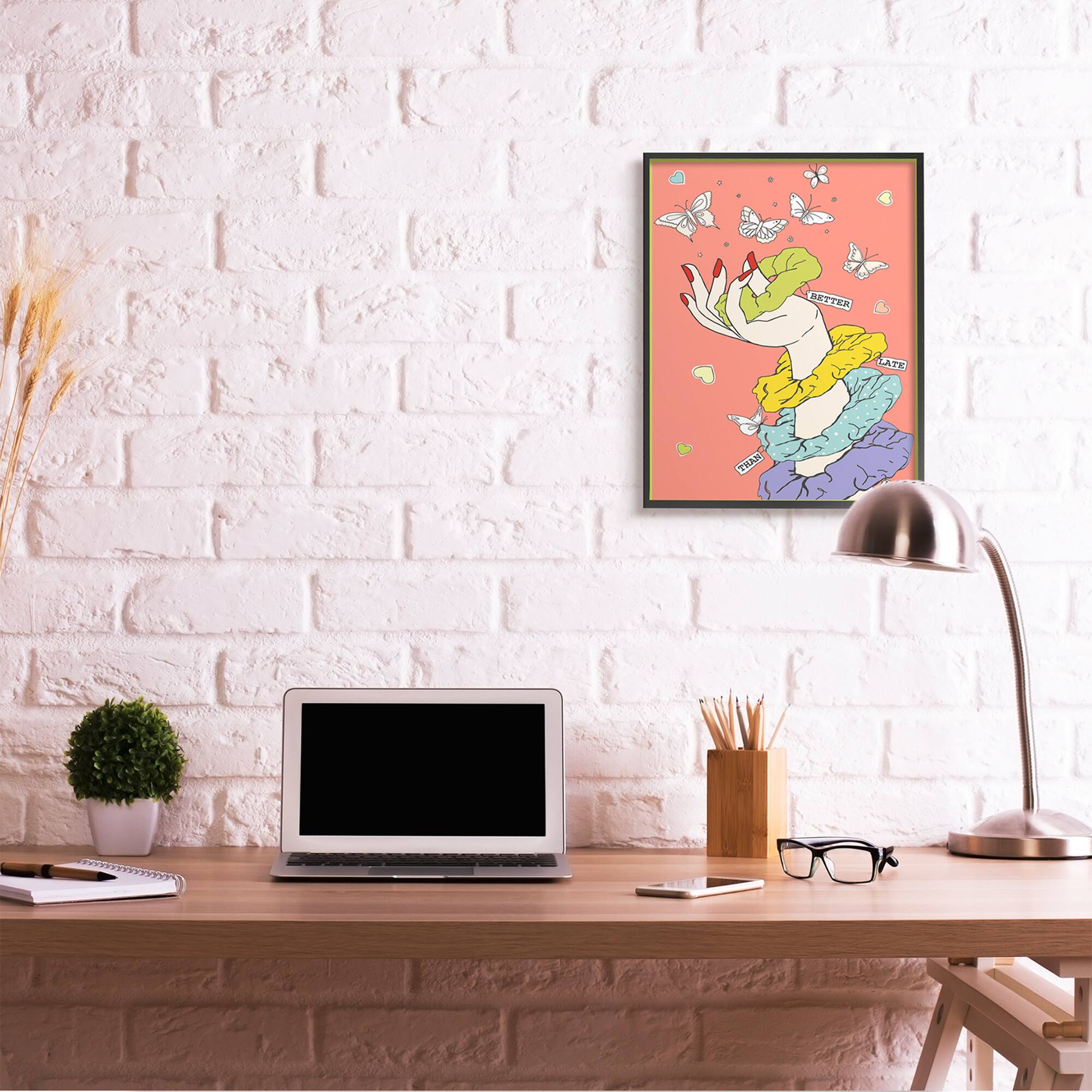 Stupell Industries Better Late Than Ugly Wall Accent with Black Frame
