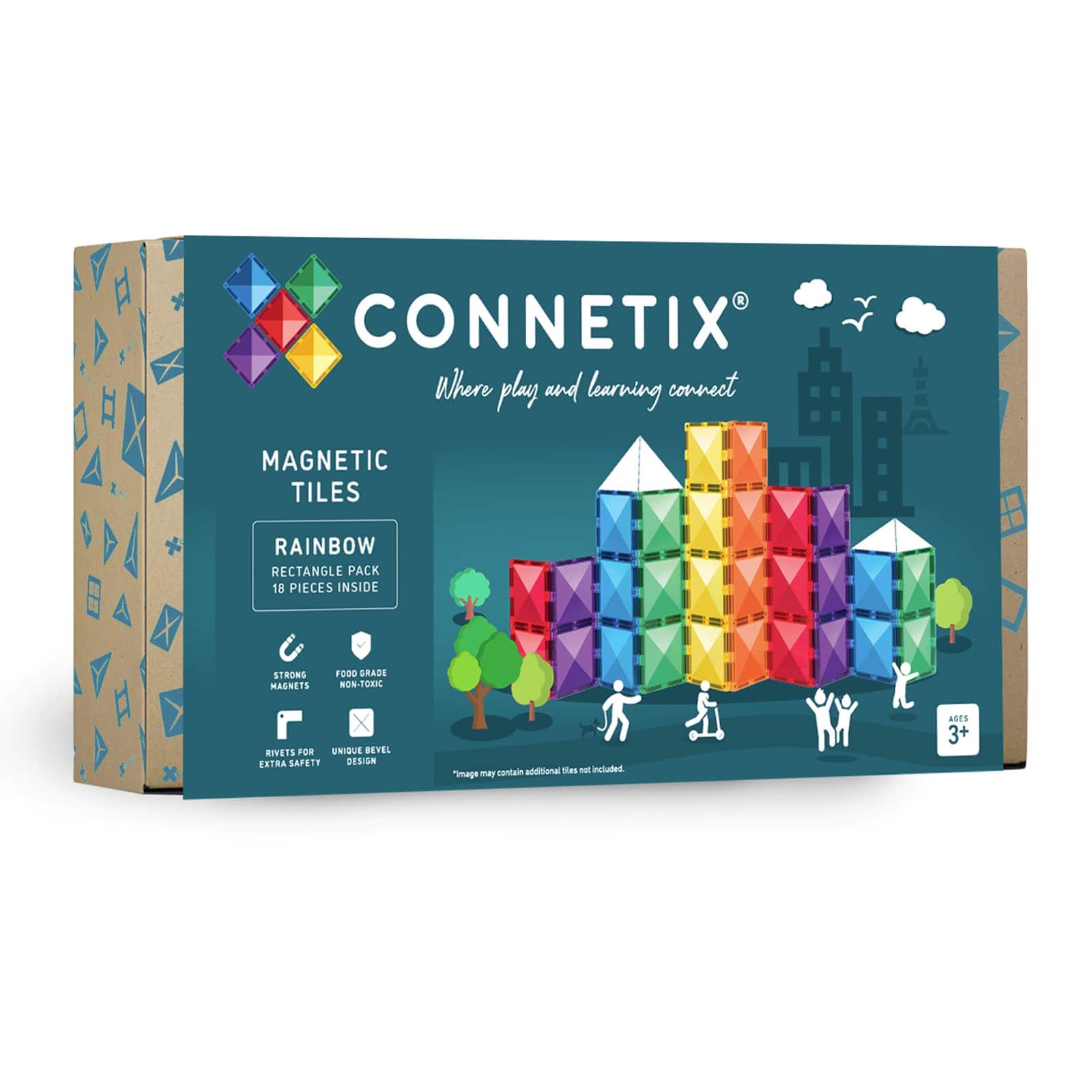 Connetix® Rainbow Rectangle Magnetic Tiles Kit