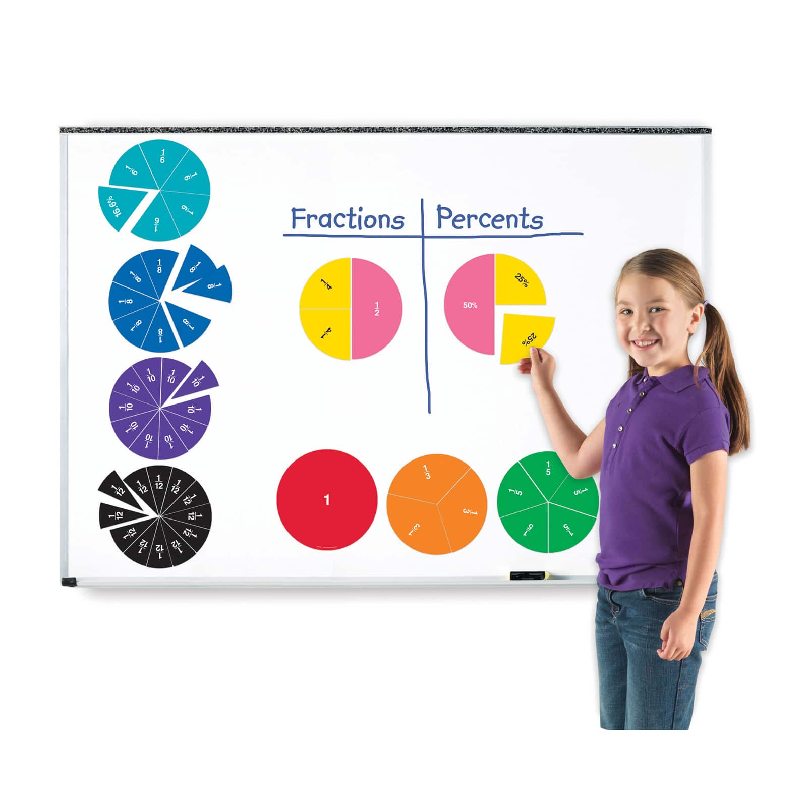 Learning Resources® Double-sided Magnetic Fraction Circles