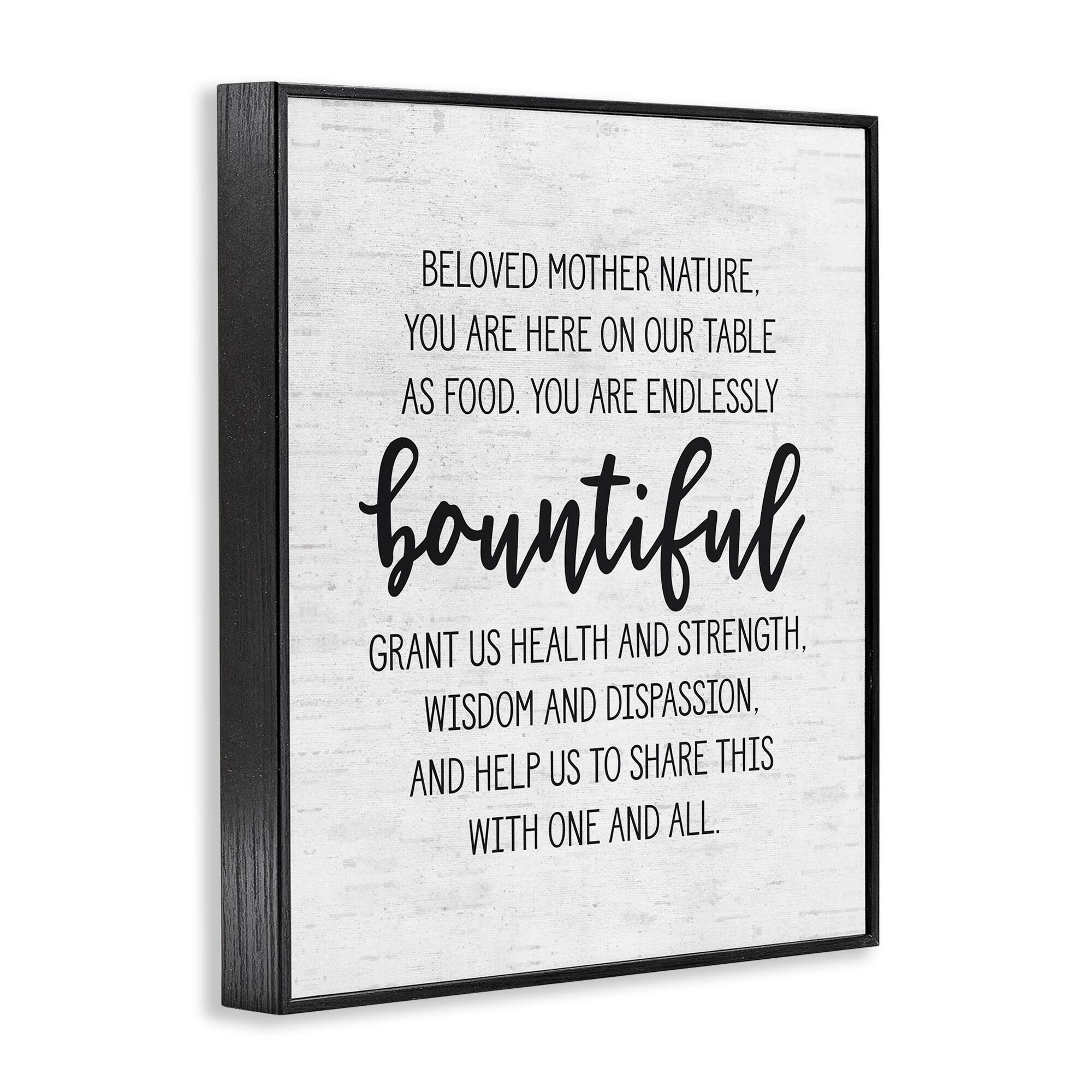 Stupell Industries Mother Nature Bountiful Food Subtle Birch Typography Framed Giclee Art