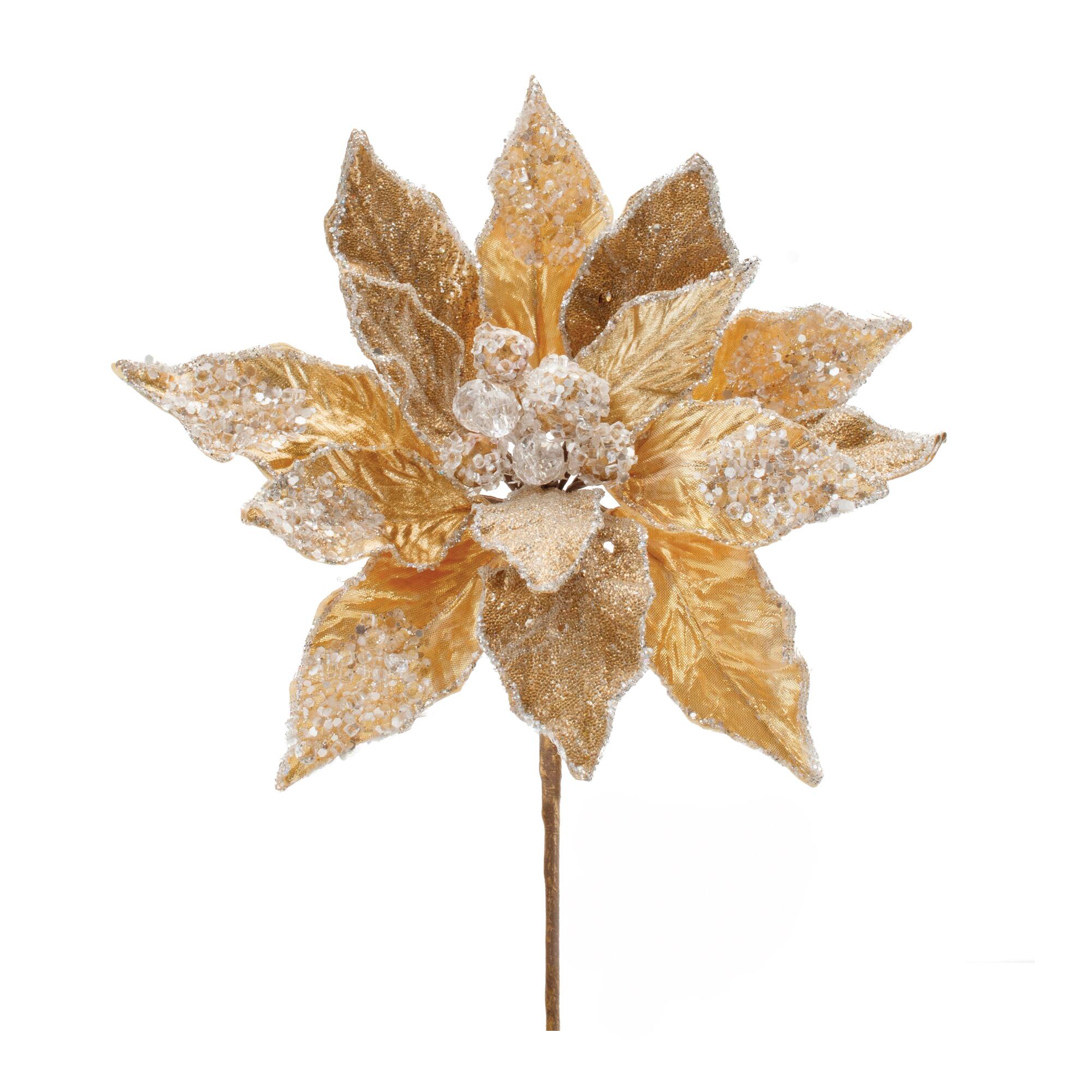 28" Beaded Velvet Poinsettia Flower Stems, 2ct.
