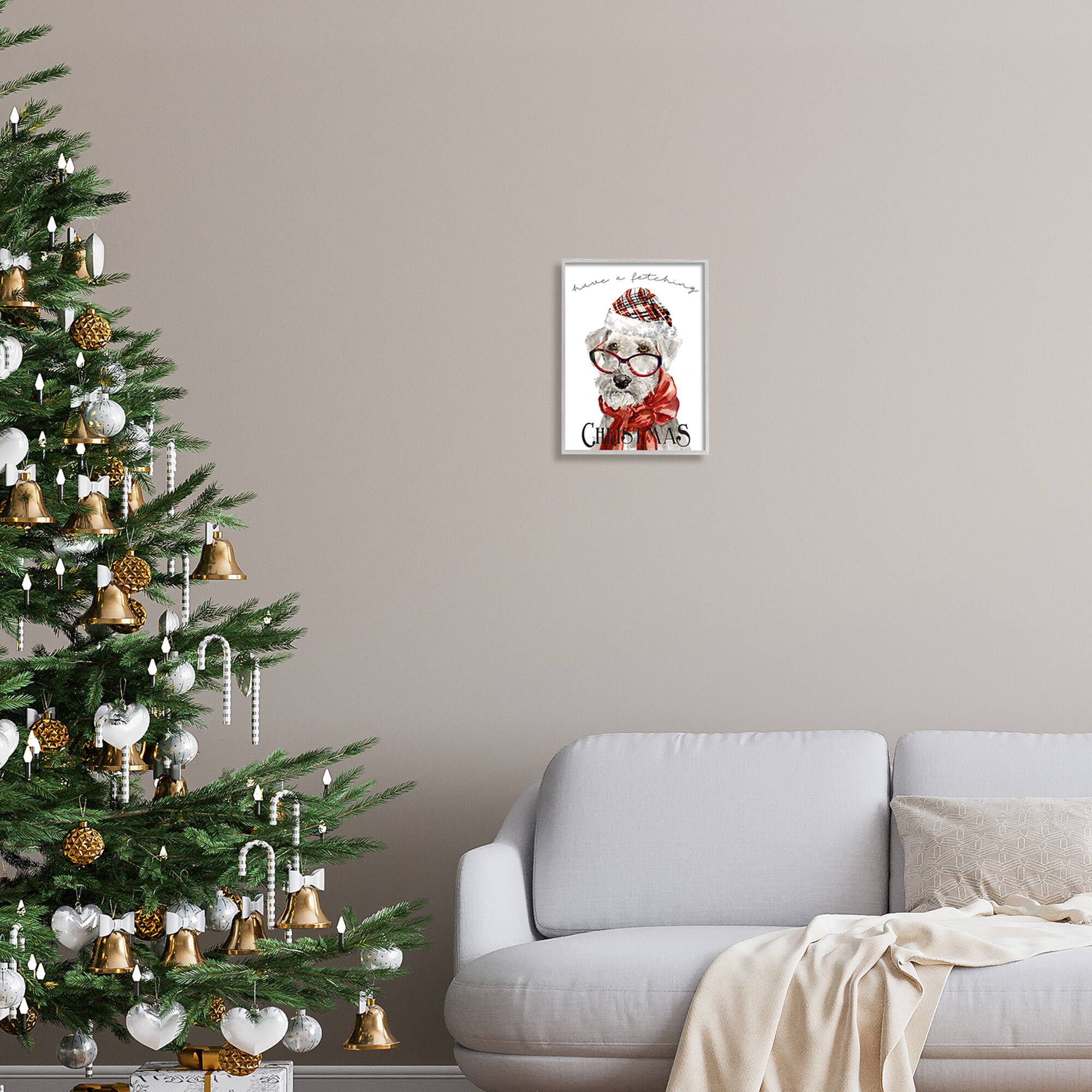 Stupell Industries Have a Fetching Christmas Dog Framed Giclee Art