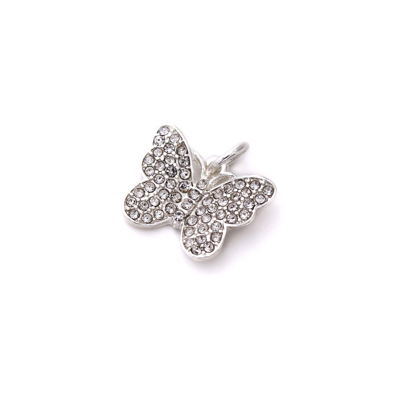 Charmalong™ Silver Plated & Stone Paved Butterfly Charm by Bead Landing™