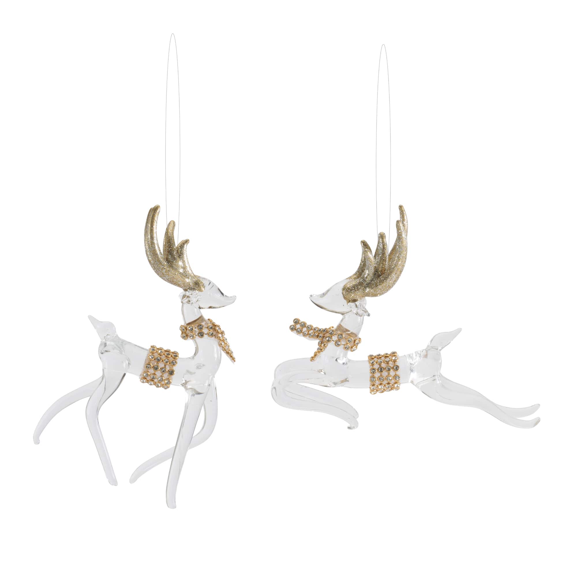 Melrose Gold Glass Deer Ornaments Set