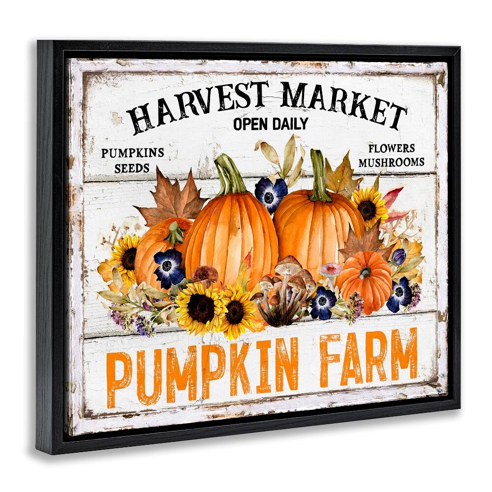 Stupell Industries Pumpkin Farm with Sunflowers Floater Framed Art