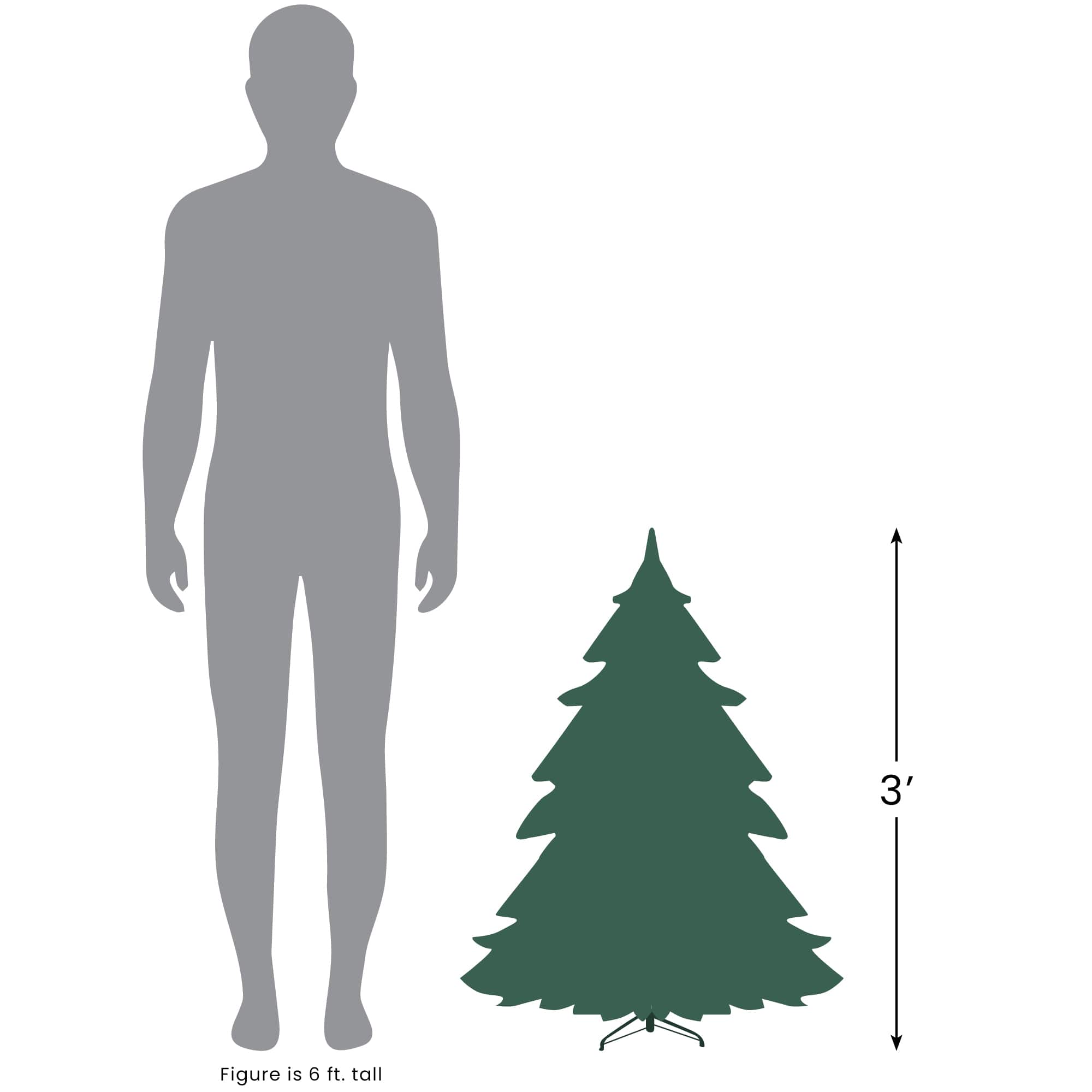 3ft. Pre-Lit Buffalo Fir Artificial Christmas Wall or Door Tree, Clear Dura Lights