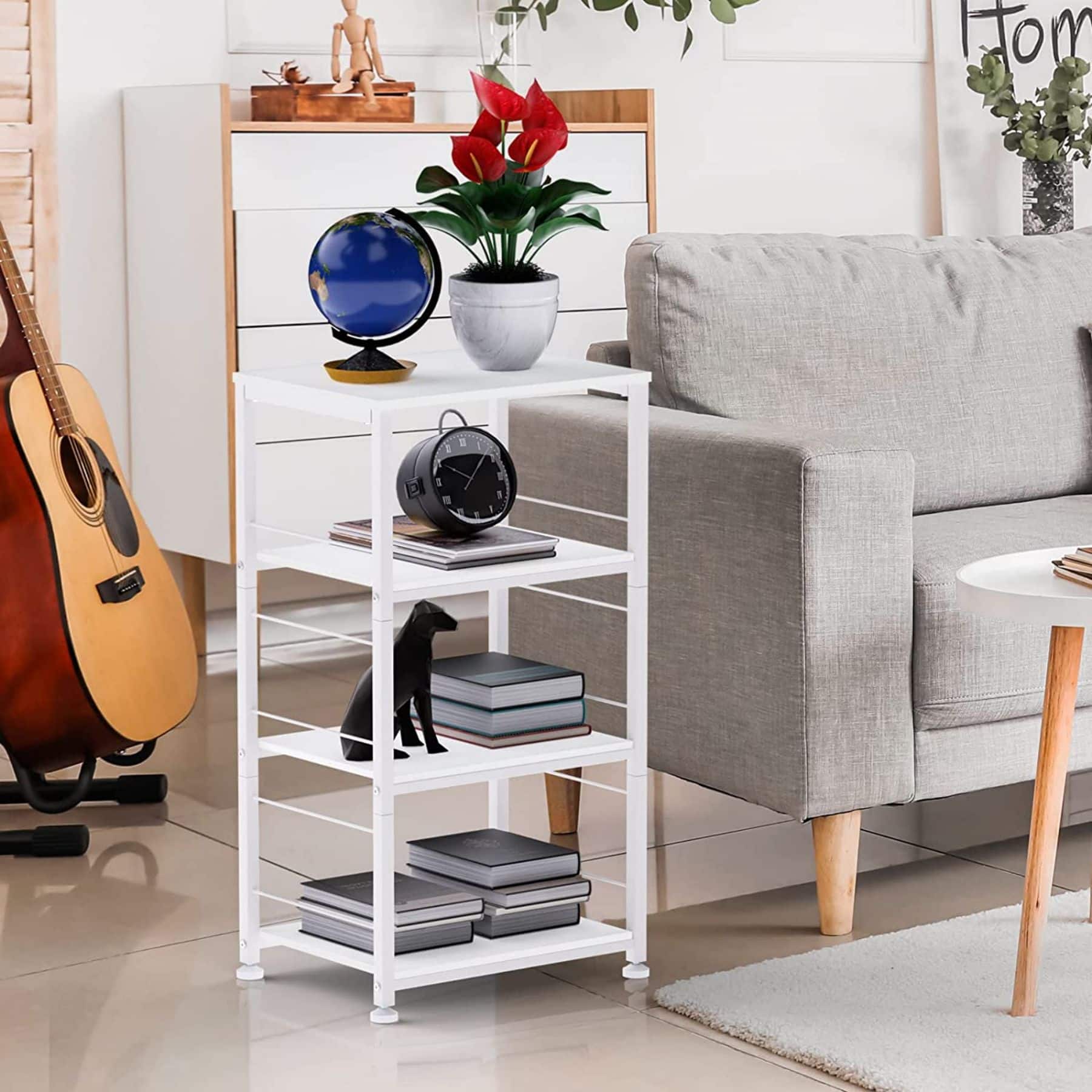 White Kitchen Cart 4-Tier Rolling Cart