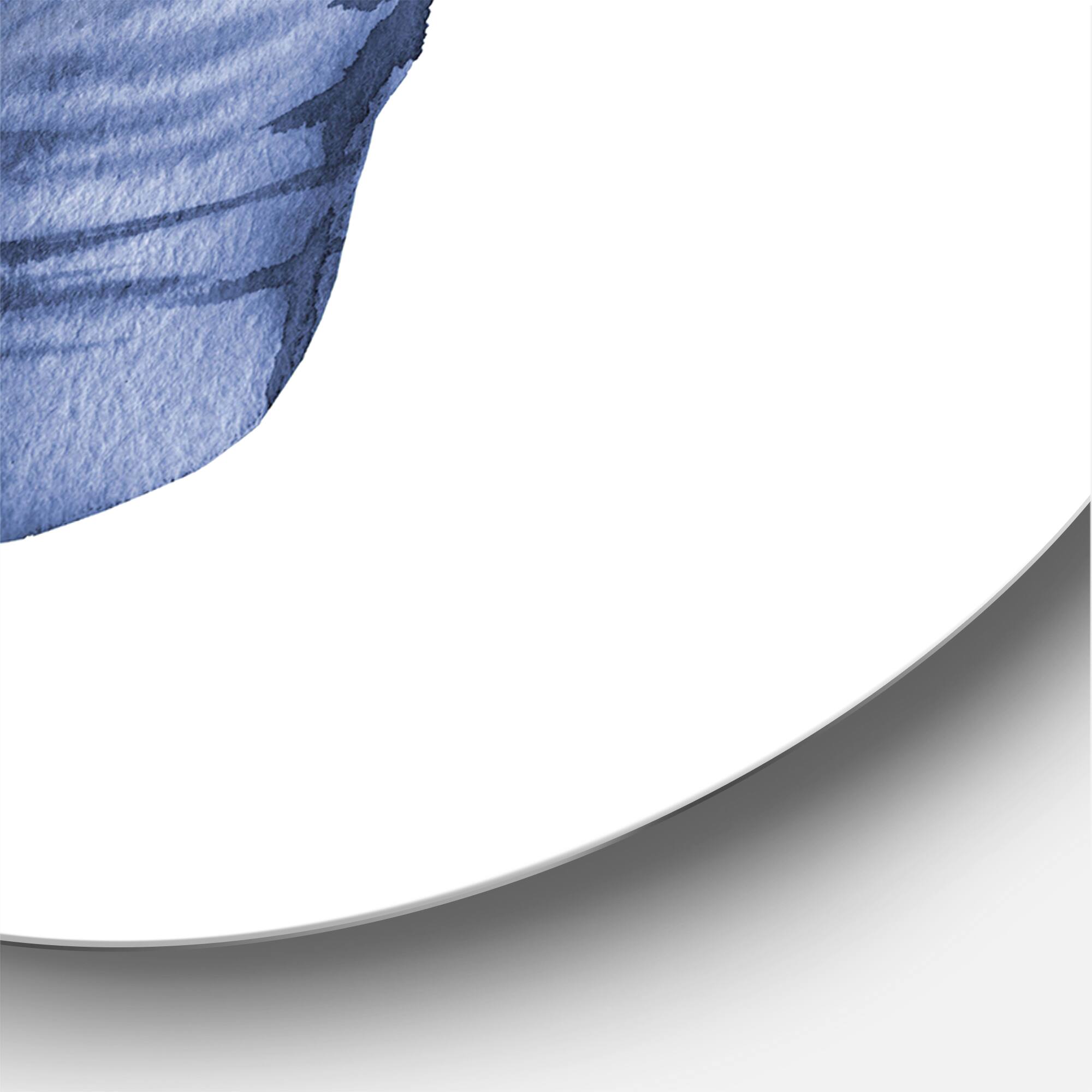Designart - Blue Leaf Watercolour On White