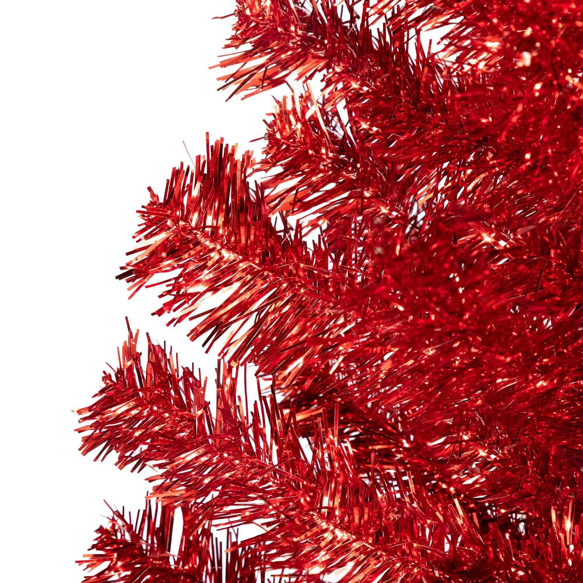 7ft. Unlit Red Artificial Tinsel Christmas Tree