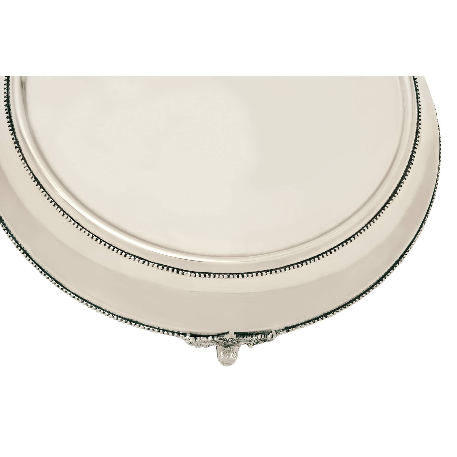 18" Traditional Round Silver Stainless Steel Beaded Cake Stand