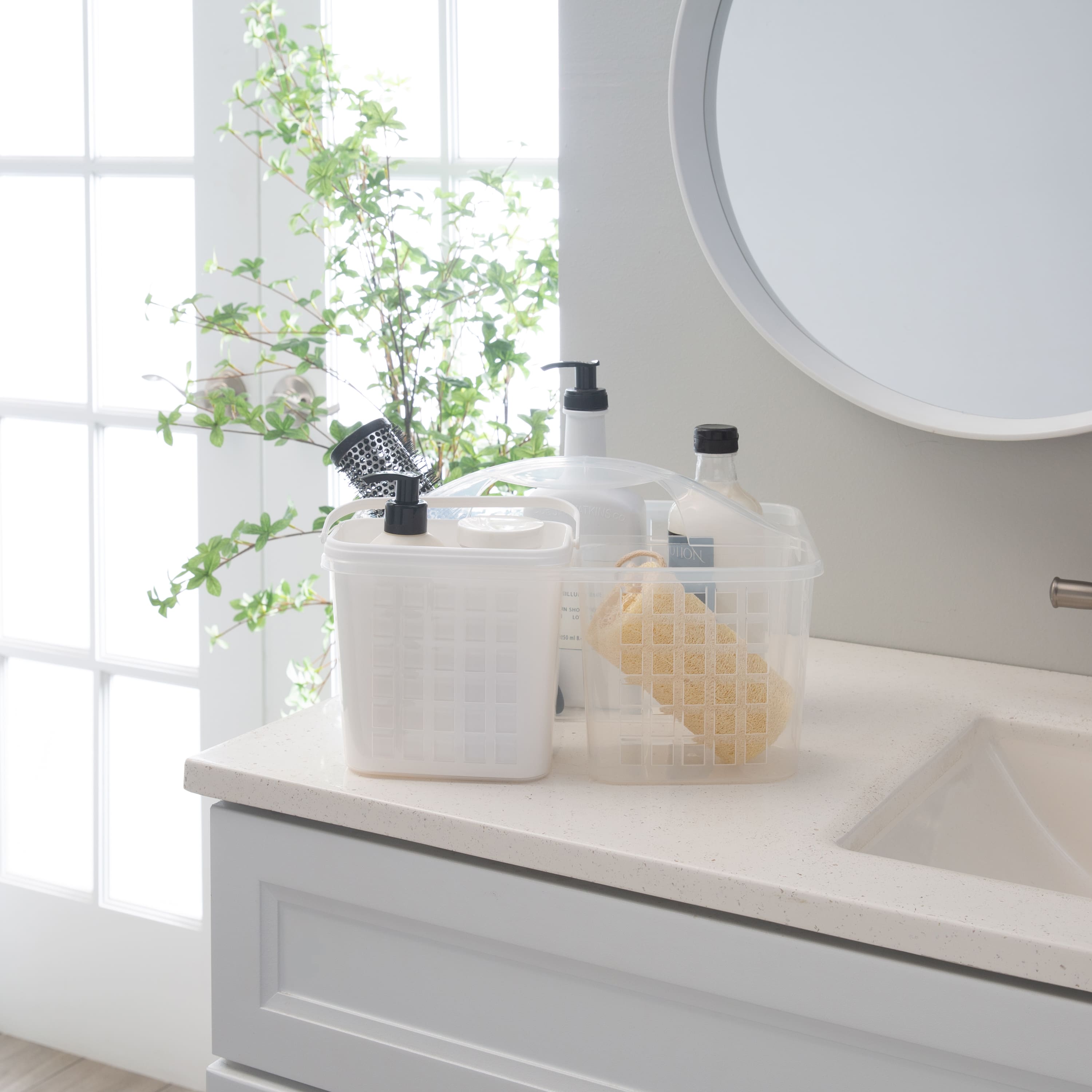 Bath Bliss White 2-in-1 Portable Bath Tote