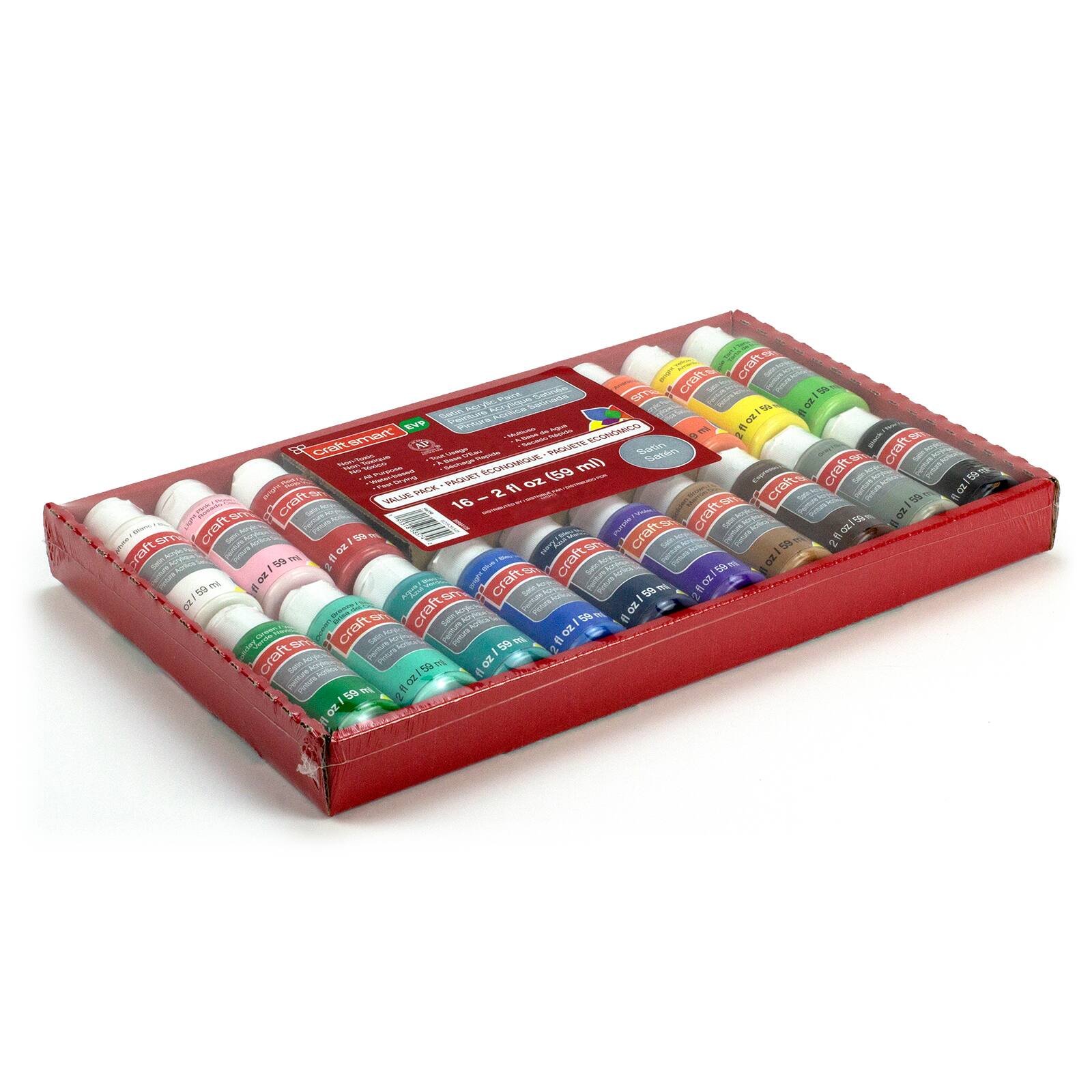 12 Packs: 16 ct. (192 total) Satin Acrylic Paint Value Pack by Craft Smart®