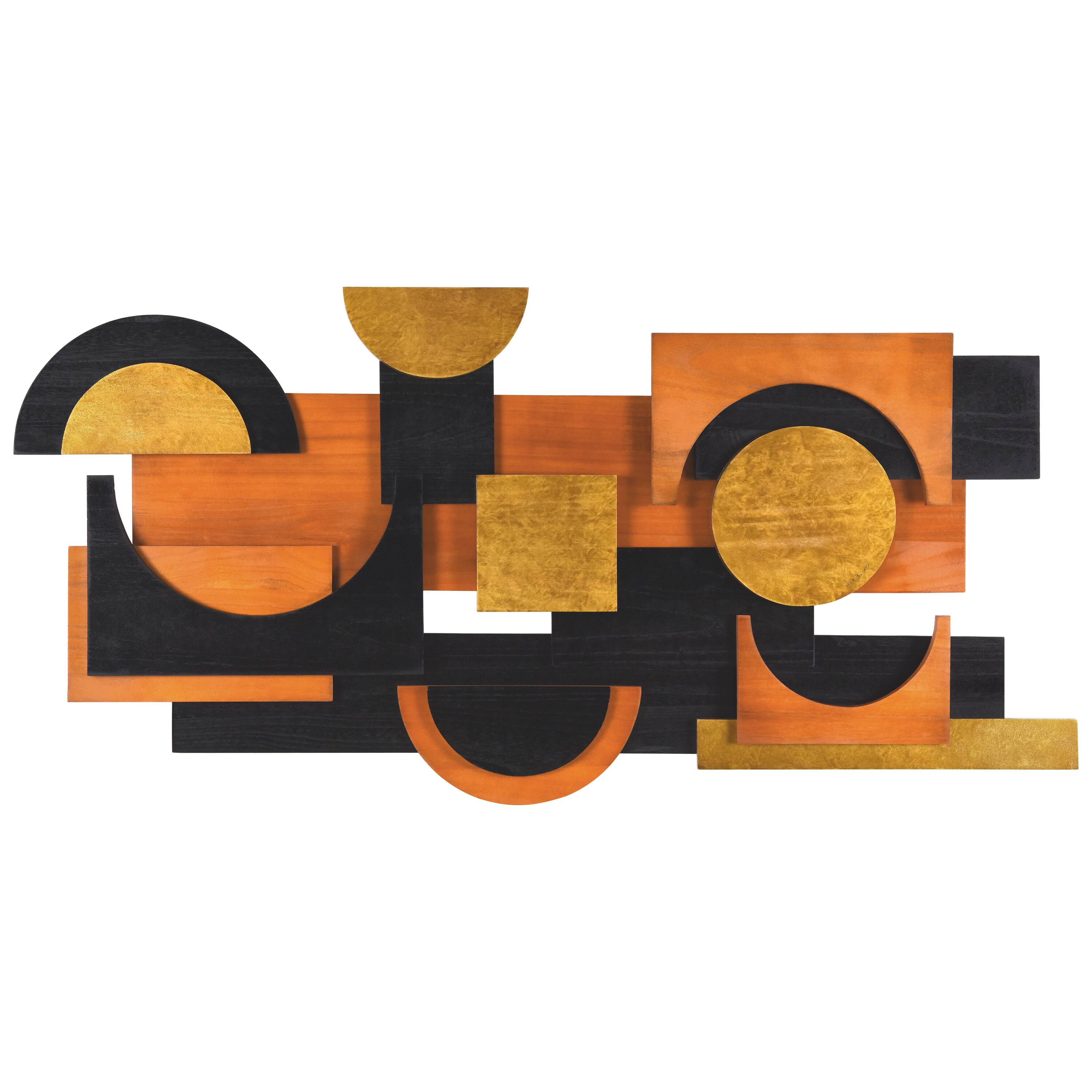 Empire Art Direct 24" x 48" Amber Embraces II Hand Made Dimensional Solid Wood Abstracts Wall Art