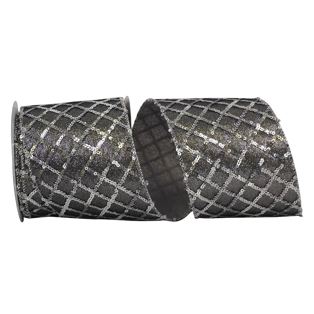JAM Paper 4" x 5yd. Sequin Glimmer Wired Lattice Deluxe Ribbon