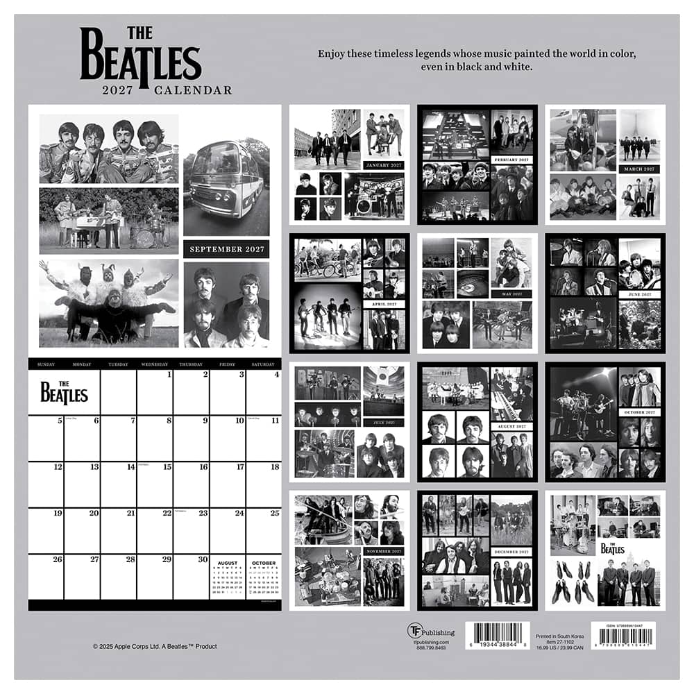 2027 The Beatles: In Black & White Wall Calendar