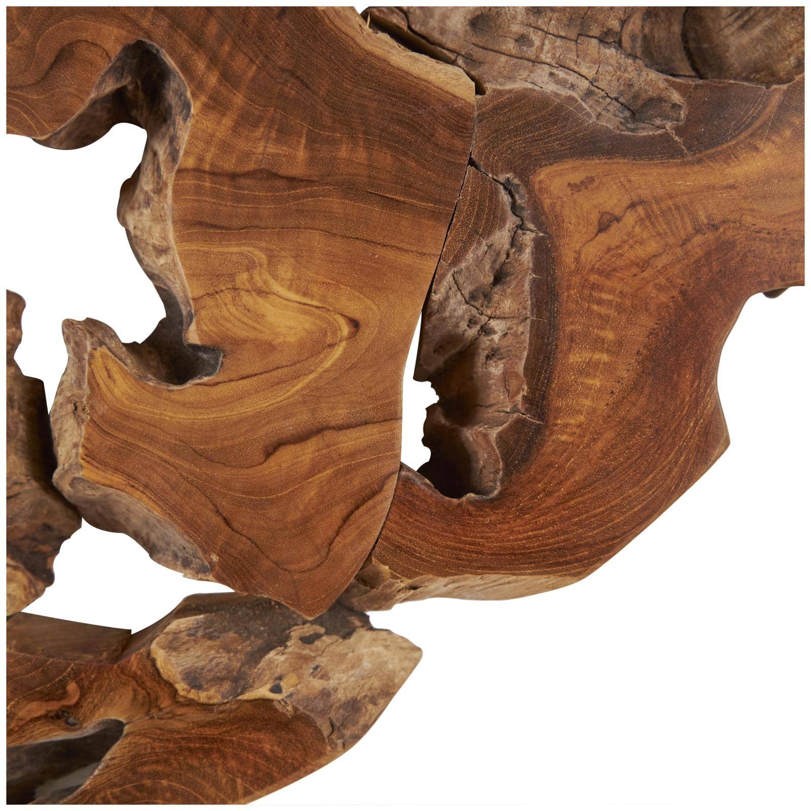 Ivory and Iris 32" Brown Teak Wood Live Edge Wall Mirror