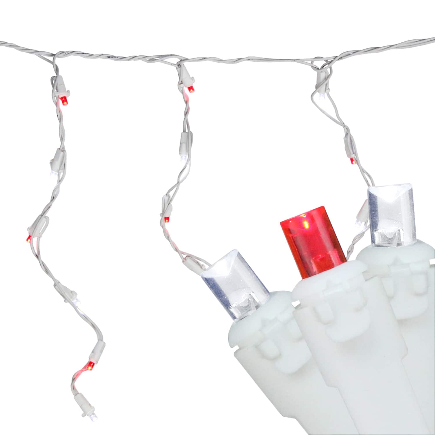 100ct. LED Wide Angle Icicle Christmas Lights With White Wire By Northlight in Red/Pure White | 5.5" | Michaels®