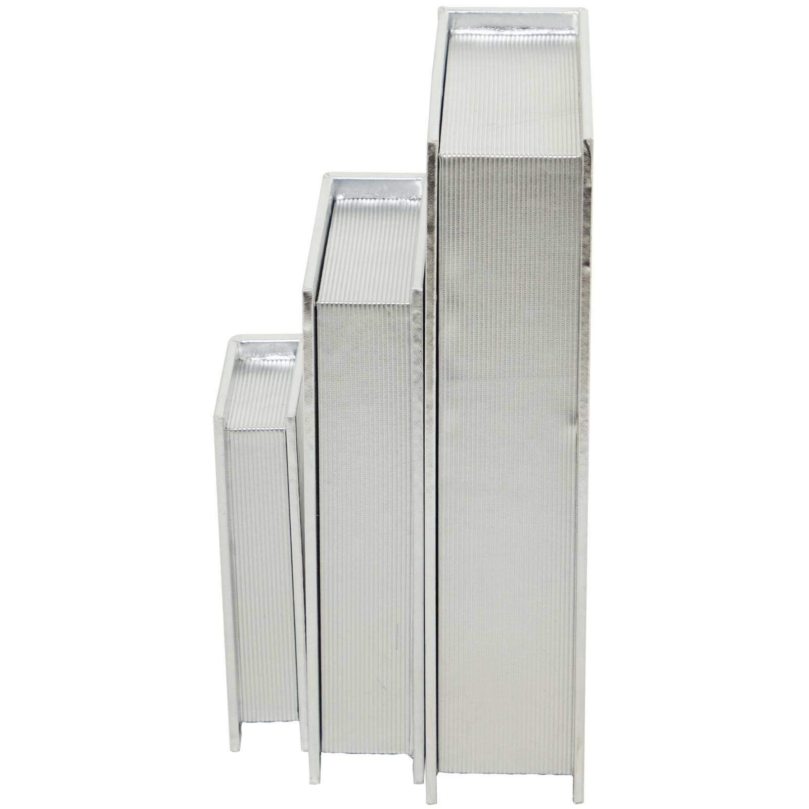 CosmoLiving by Cosmopolitan Silver Faux Leather Faux Book Box with Metallic Finish Set