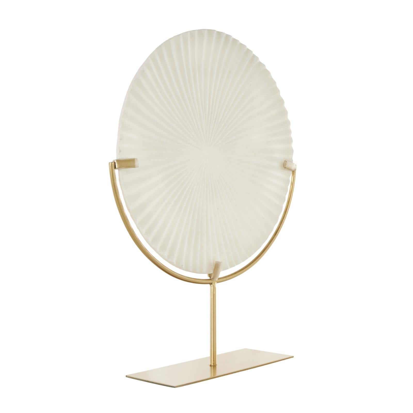 19" Cream & Gold Circle Disk Decorative Sculpture