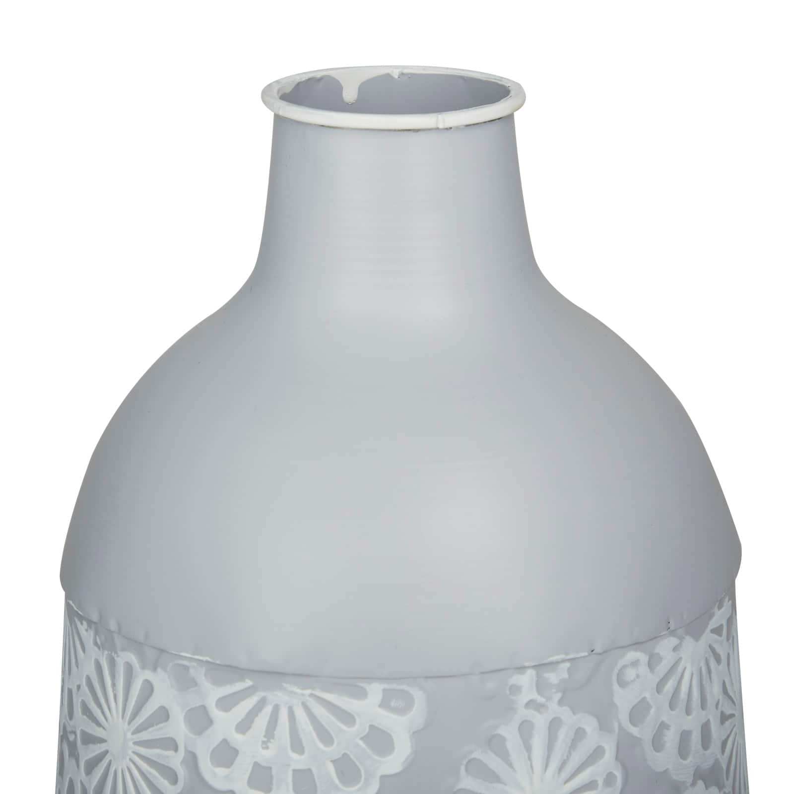 16" Gray Iron French Country Vase