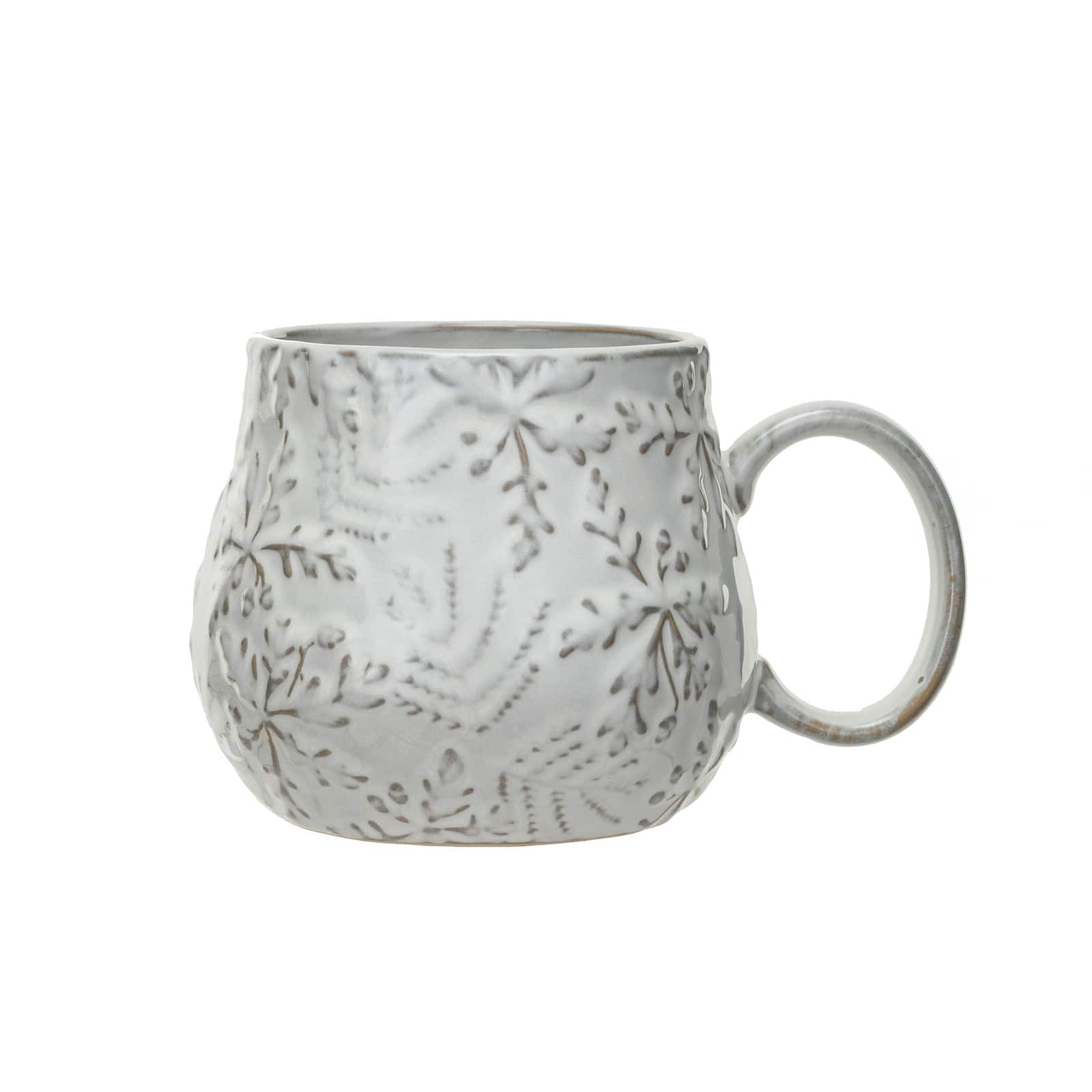 Hello Honey® 16oz. White Snowflake Embossed Stoneware Mug