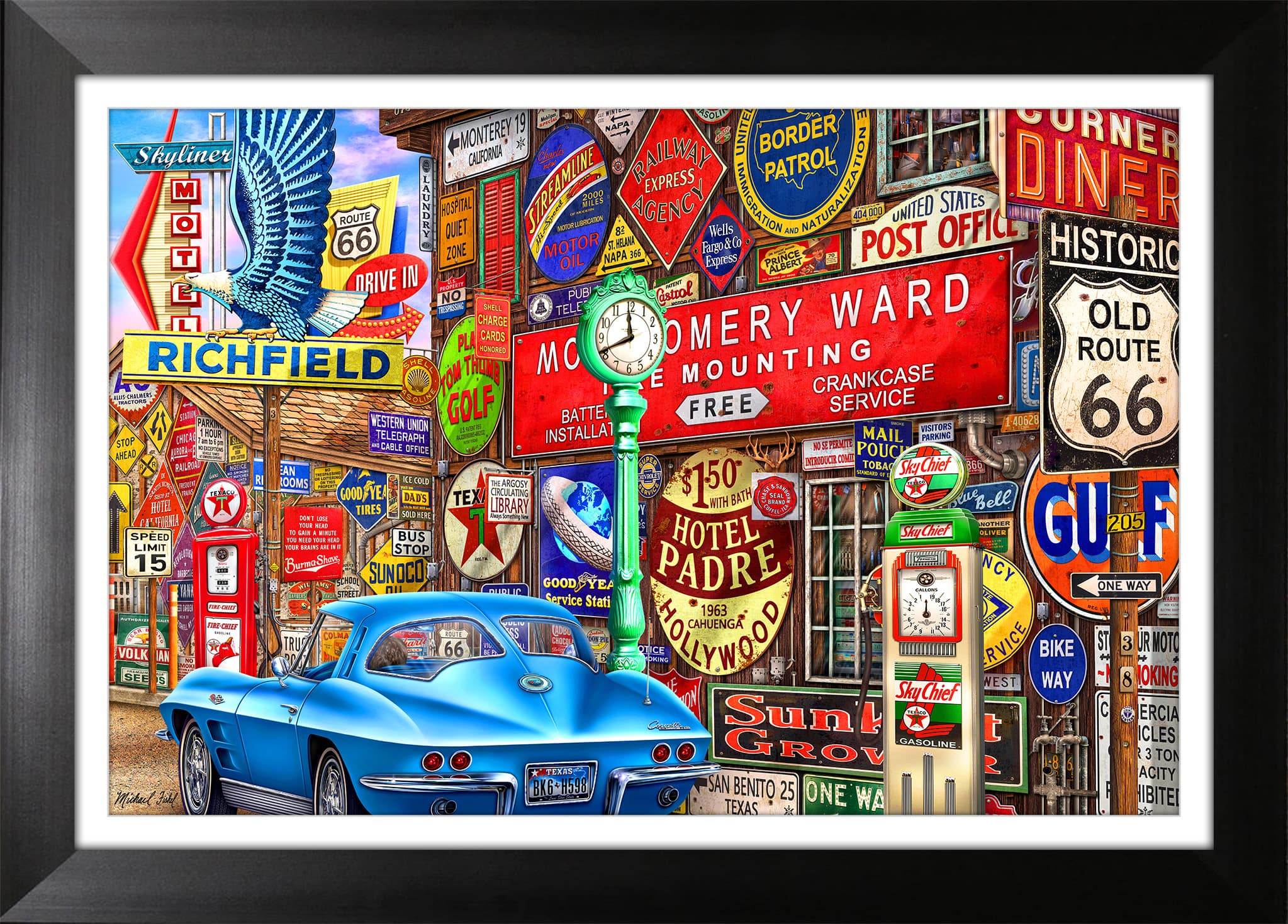 Along Route 66 Framed Michael Fishel Print 35.5" x 27.5"