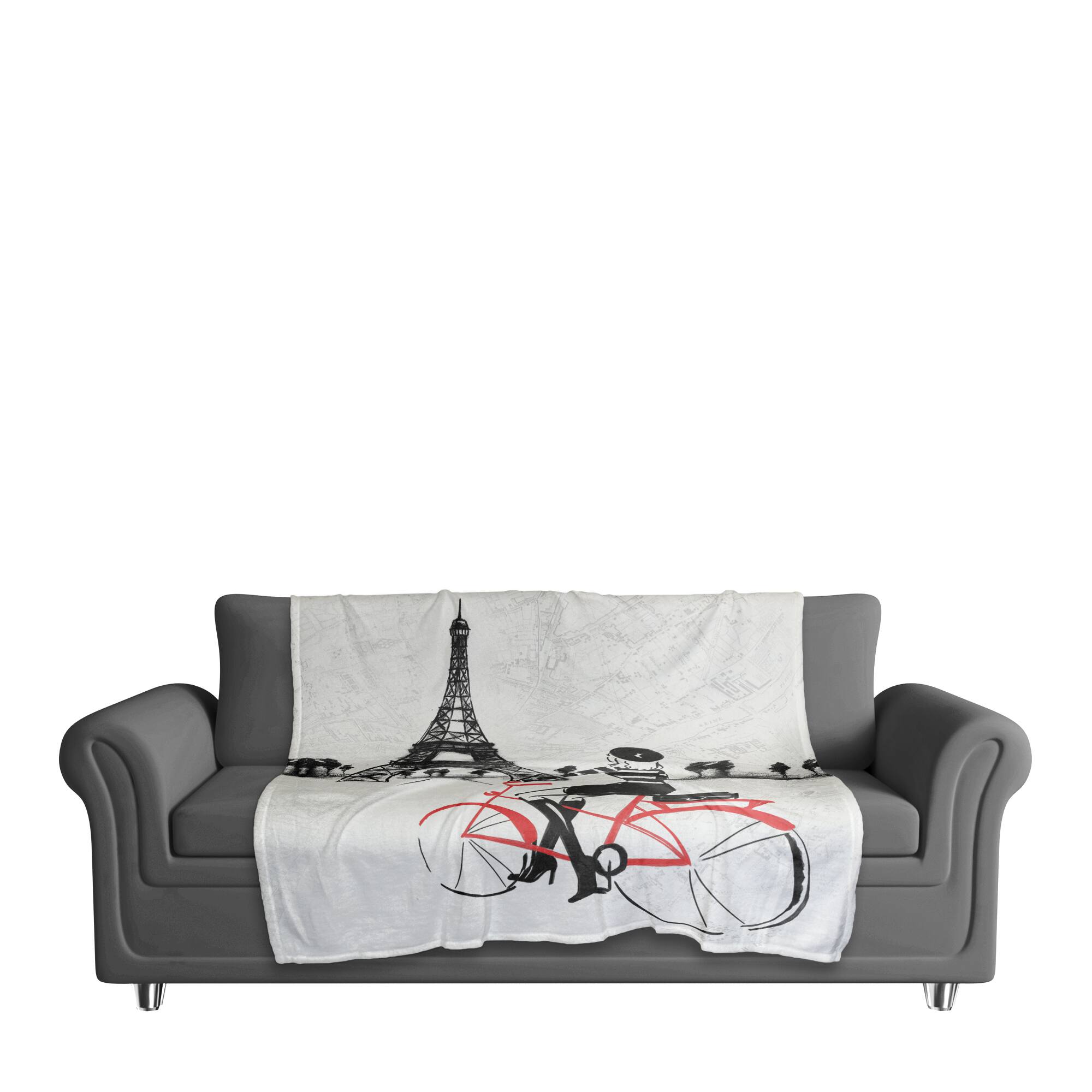 Parisian Red Bike 50" x 60" Coral Fleece Blanket