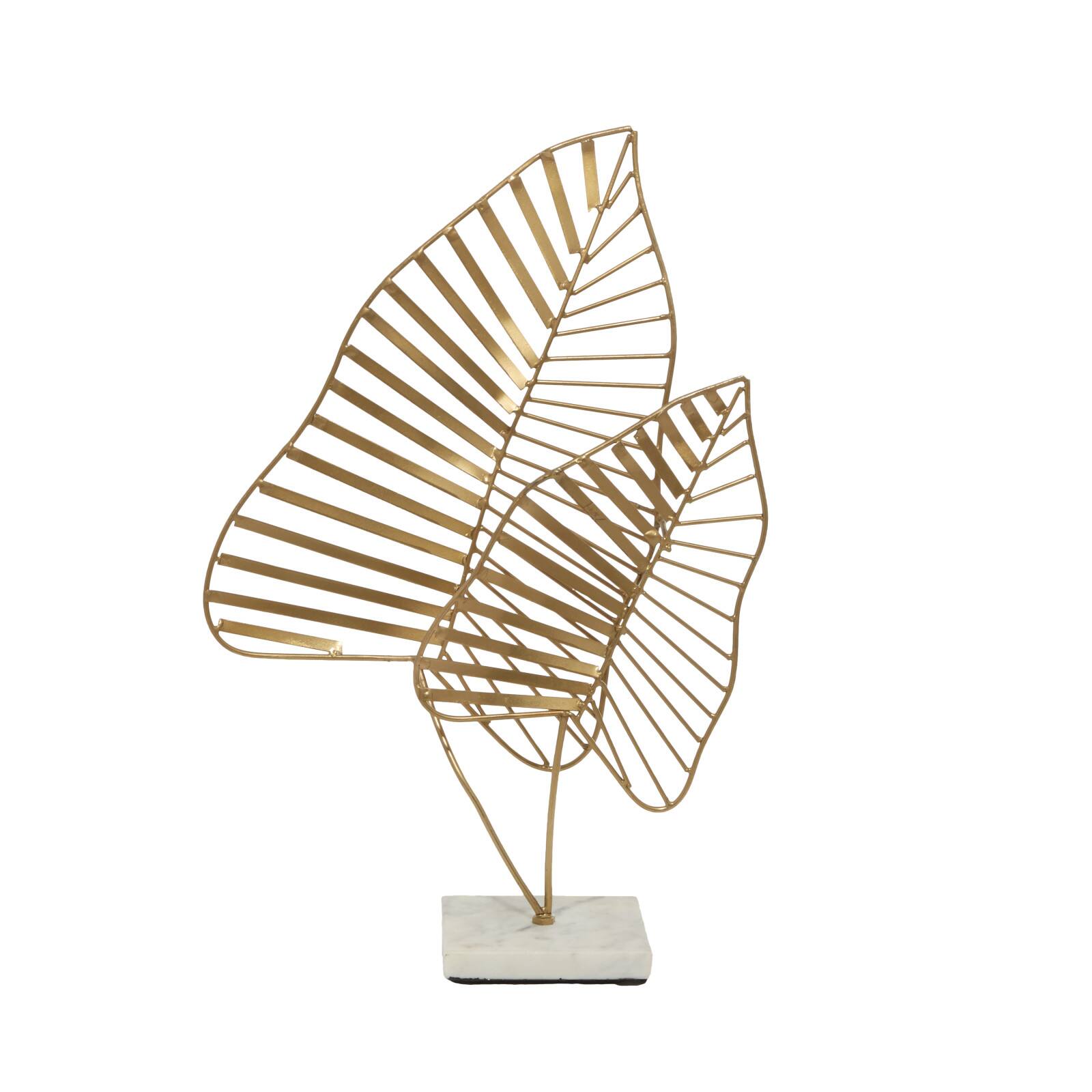 17" Gold Metal Glam Nature Sculpture