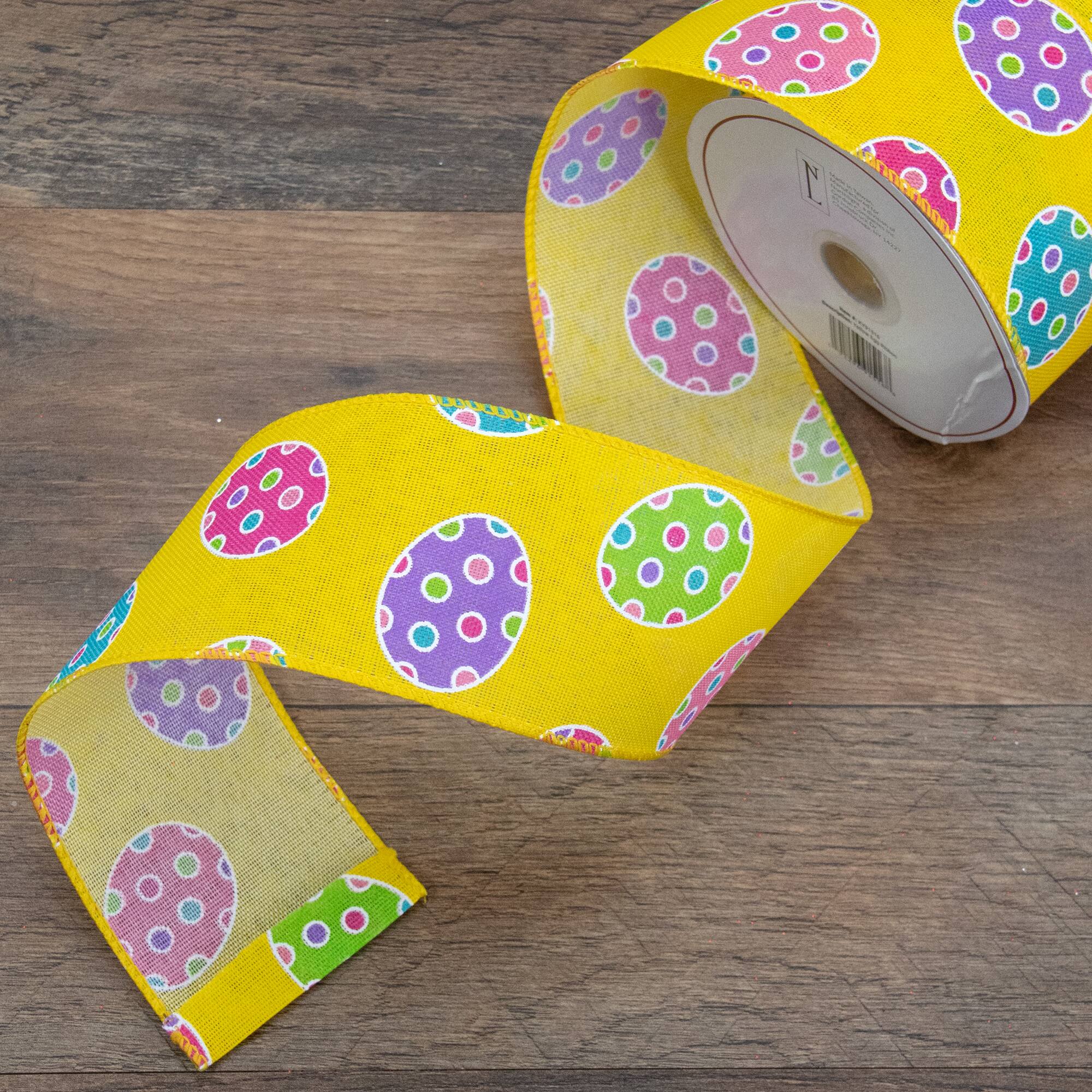 2.5" x 10yd. Easter Egg Design Wired Spring Craft Ribbon
