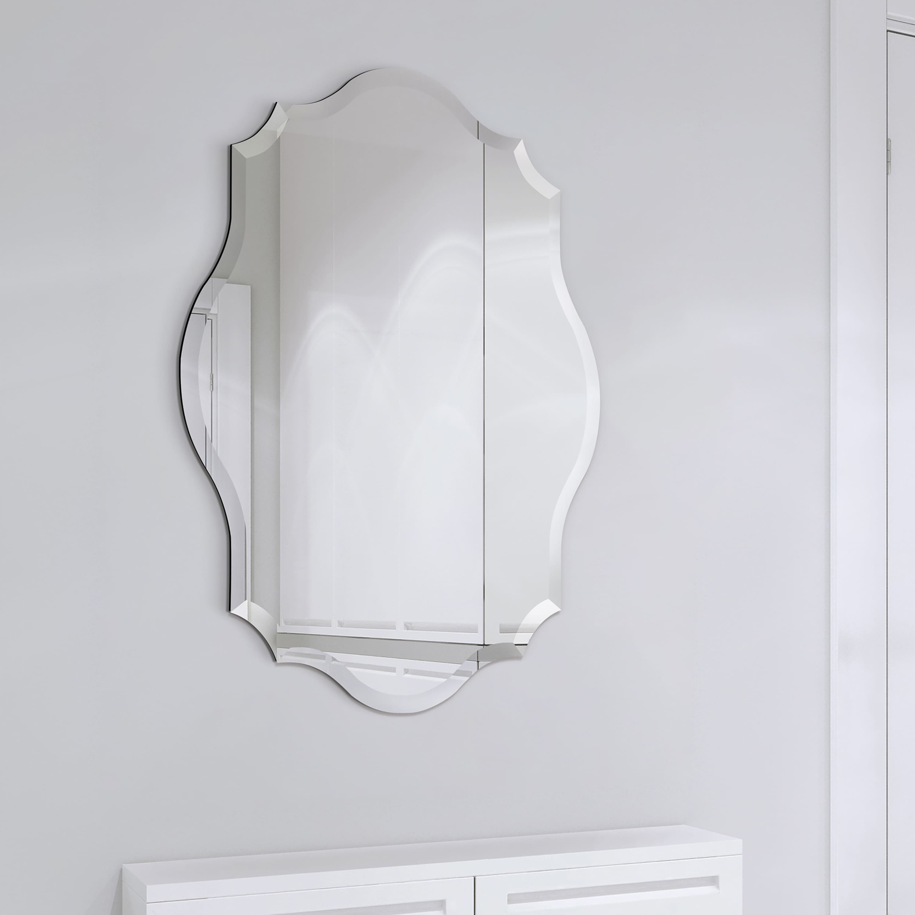 Empire Art Direct Scalloped & Beveled Oblong Frameless Wall Mirror