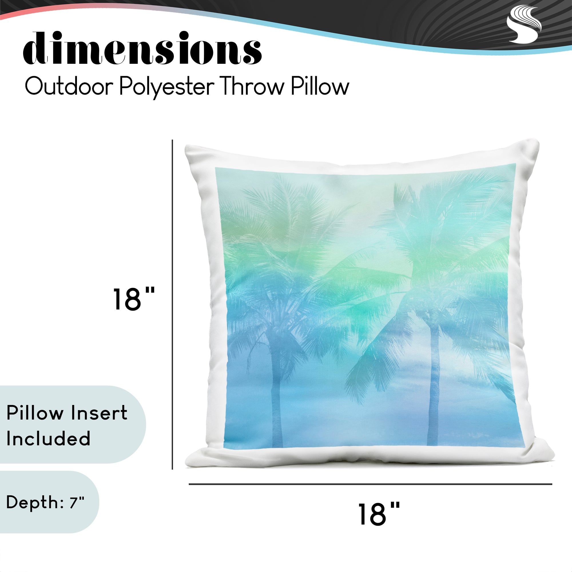Stupell Industries 18" x 18" Blue Summer Palm Tree Sunlight Outdoor Print Throw Pillow