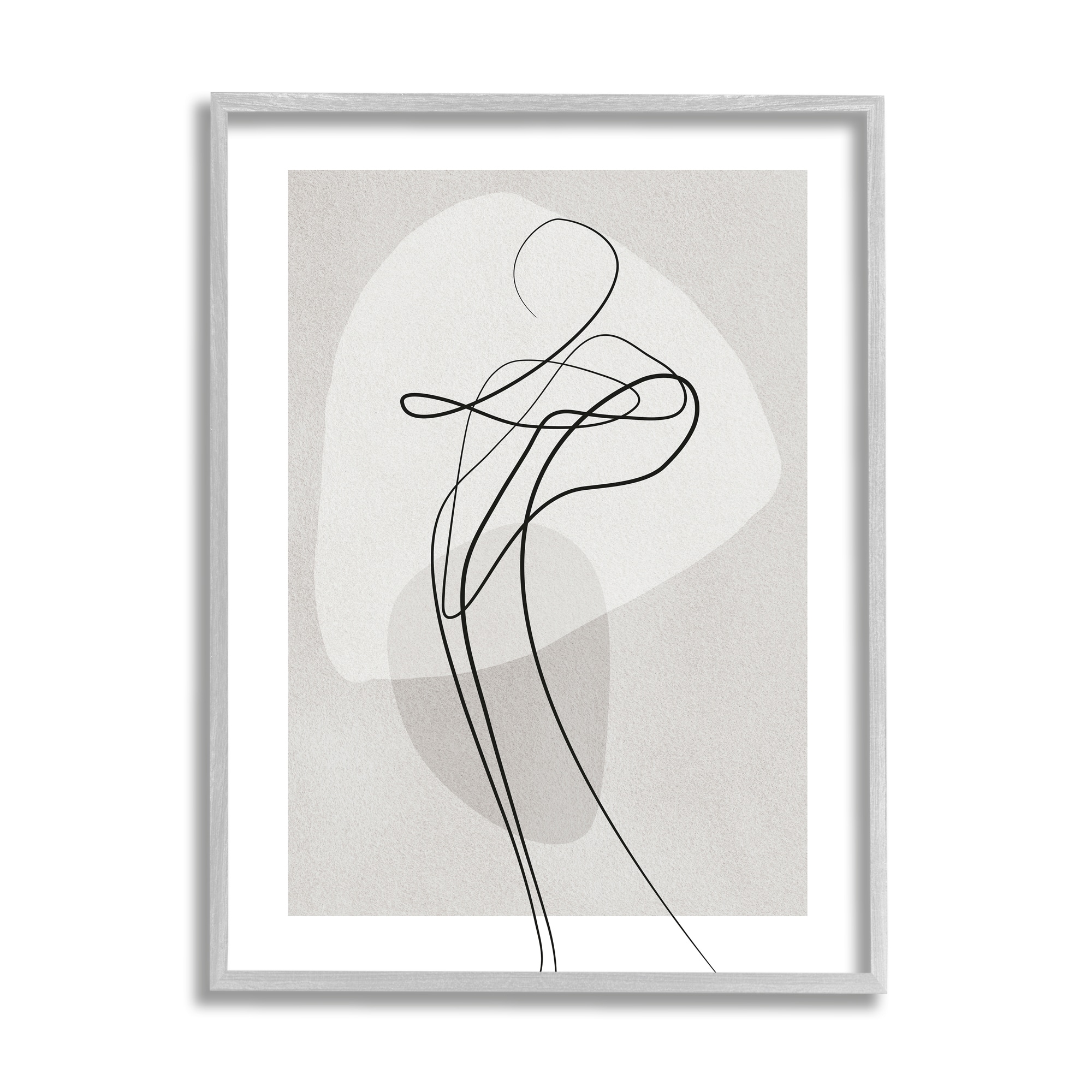 Stupell Industries Fluid Human Form Abstract Bold Linework in Gray Frame Wall Art