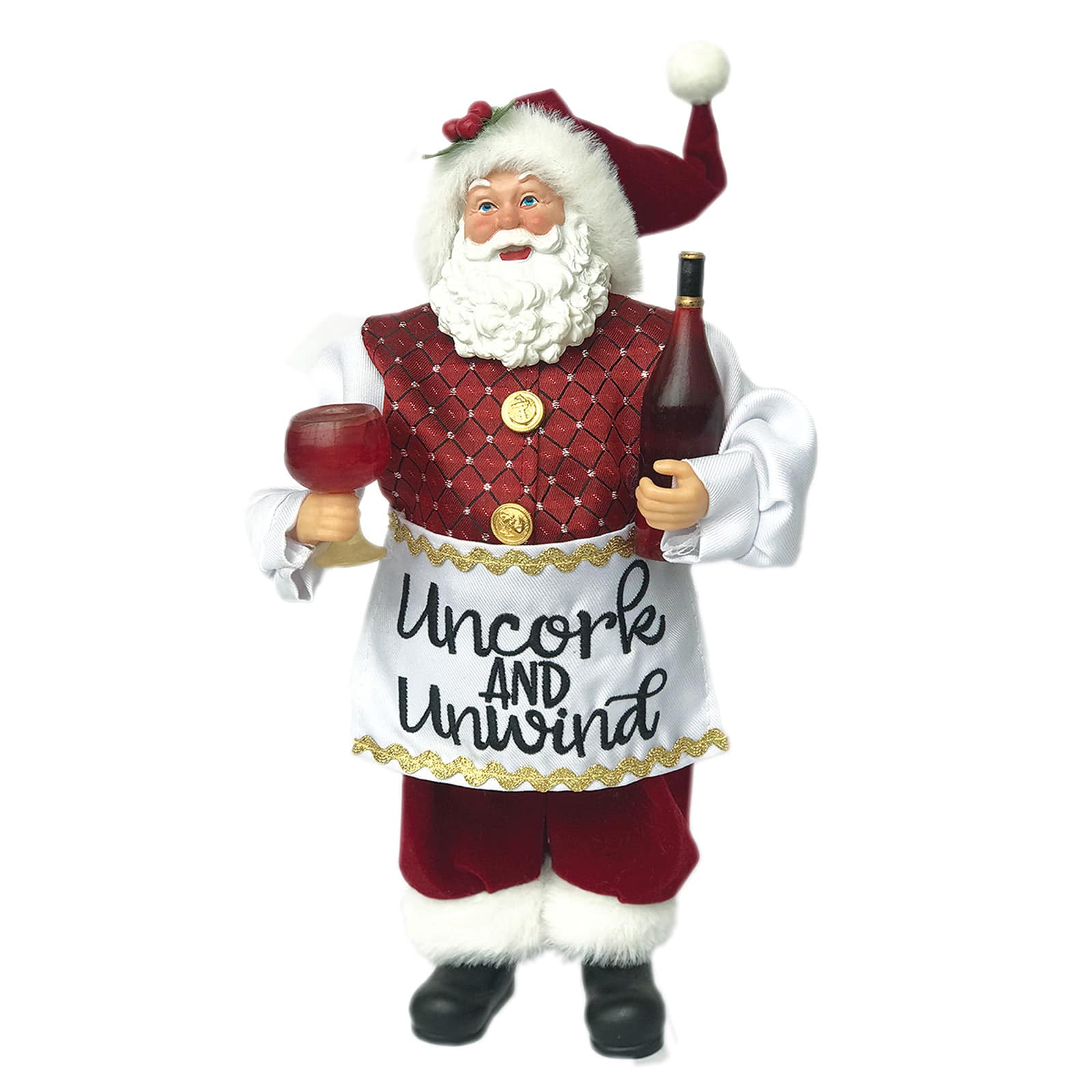 12" Uncork & Unwind Santa Claus Decoration