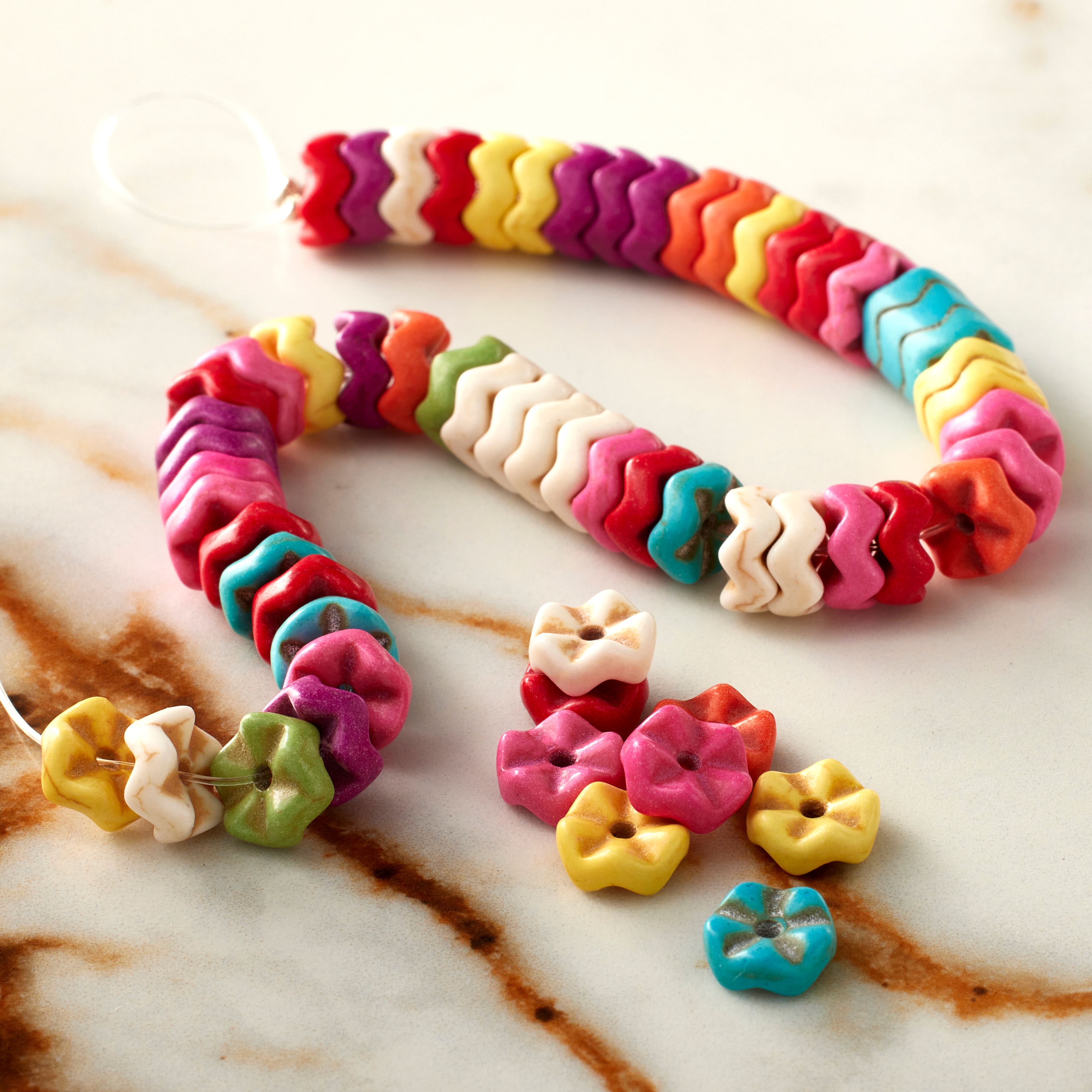 Multicolored Reconstituted Howlite Wave Disc Beads, 8mm by Bead Landing™