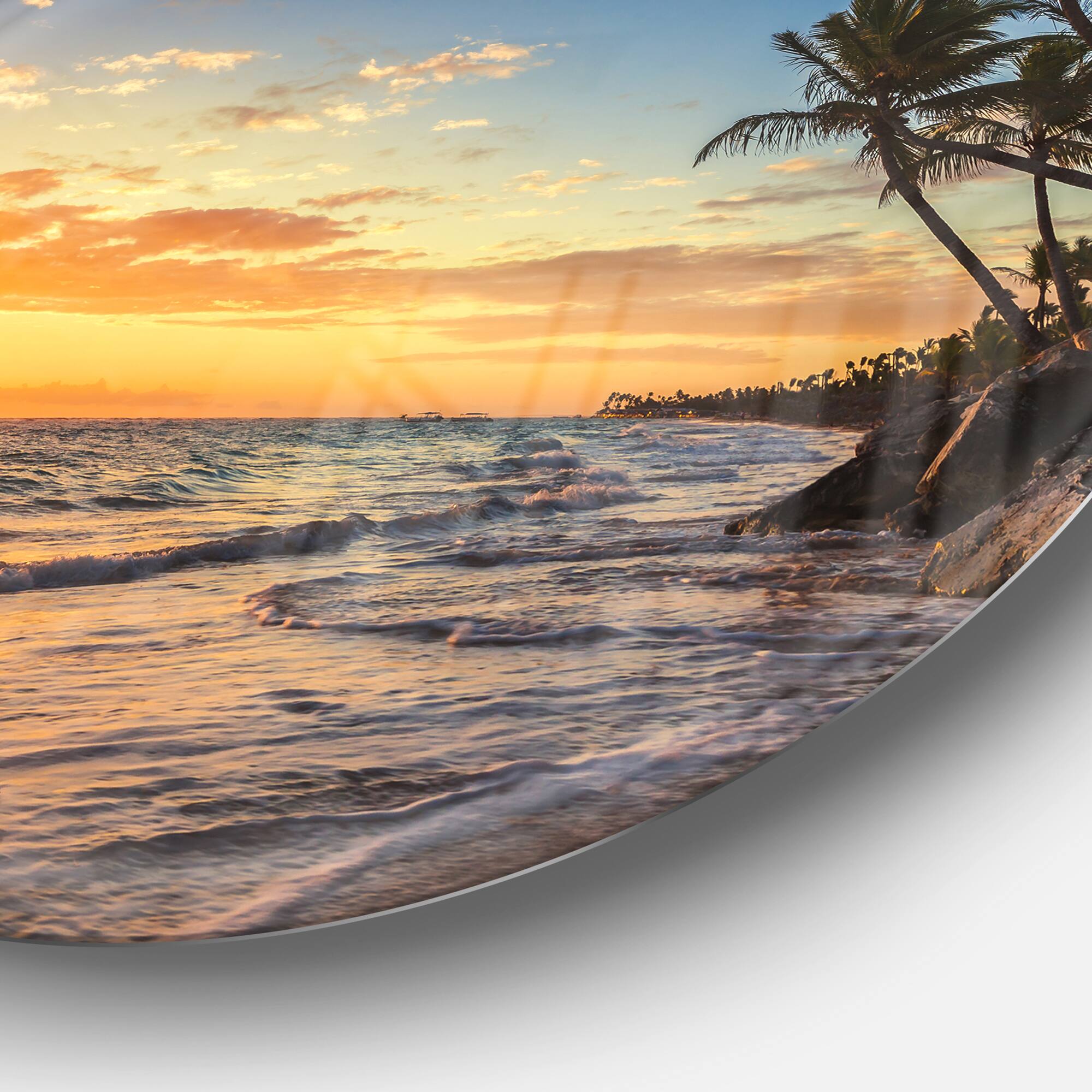 Designart - Paradise Tropical Island Beach with Palms' Extra Large Seascape Metal Wall Decor
