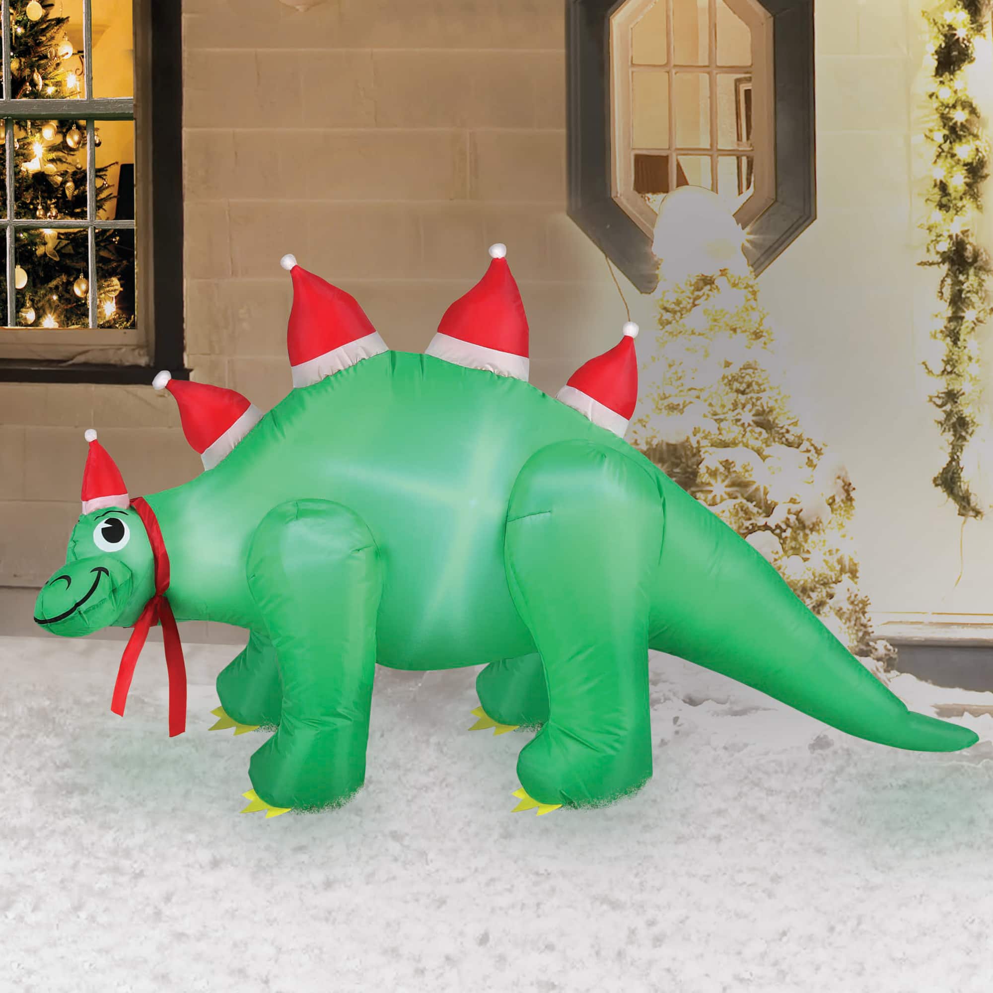 Occasions 5ft. Inflatable Santa Hat Stegosaurus