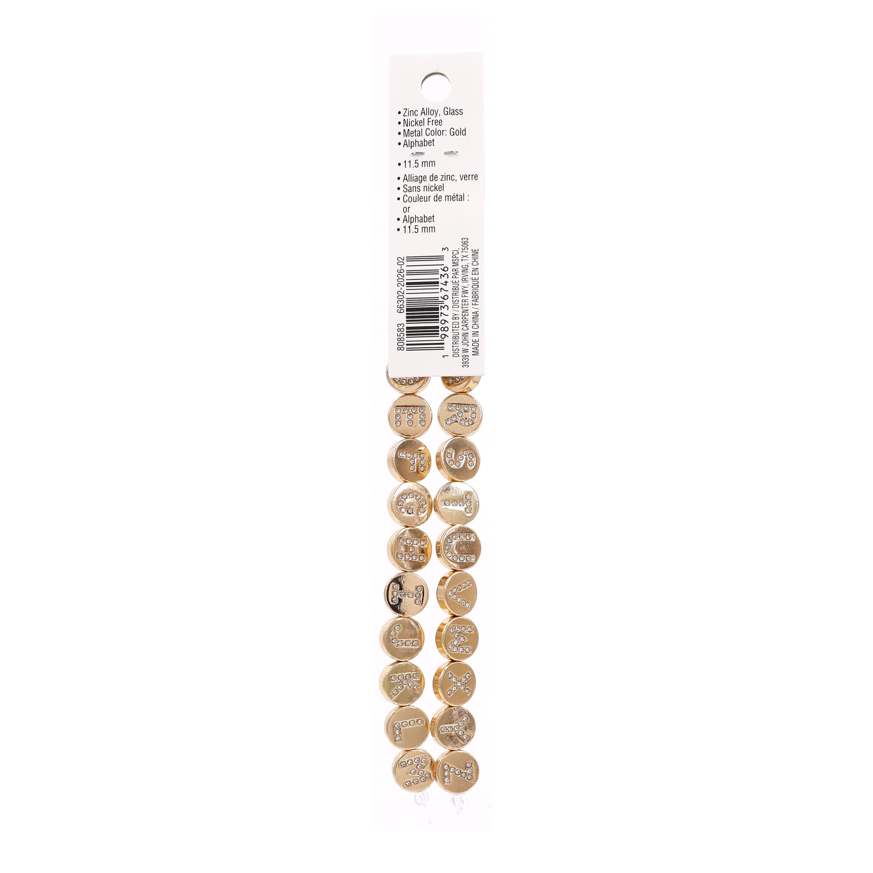 11.5mm Gold Alphabet Metal Beads by Bead Landing™