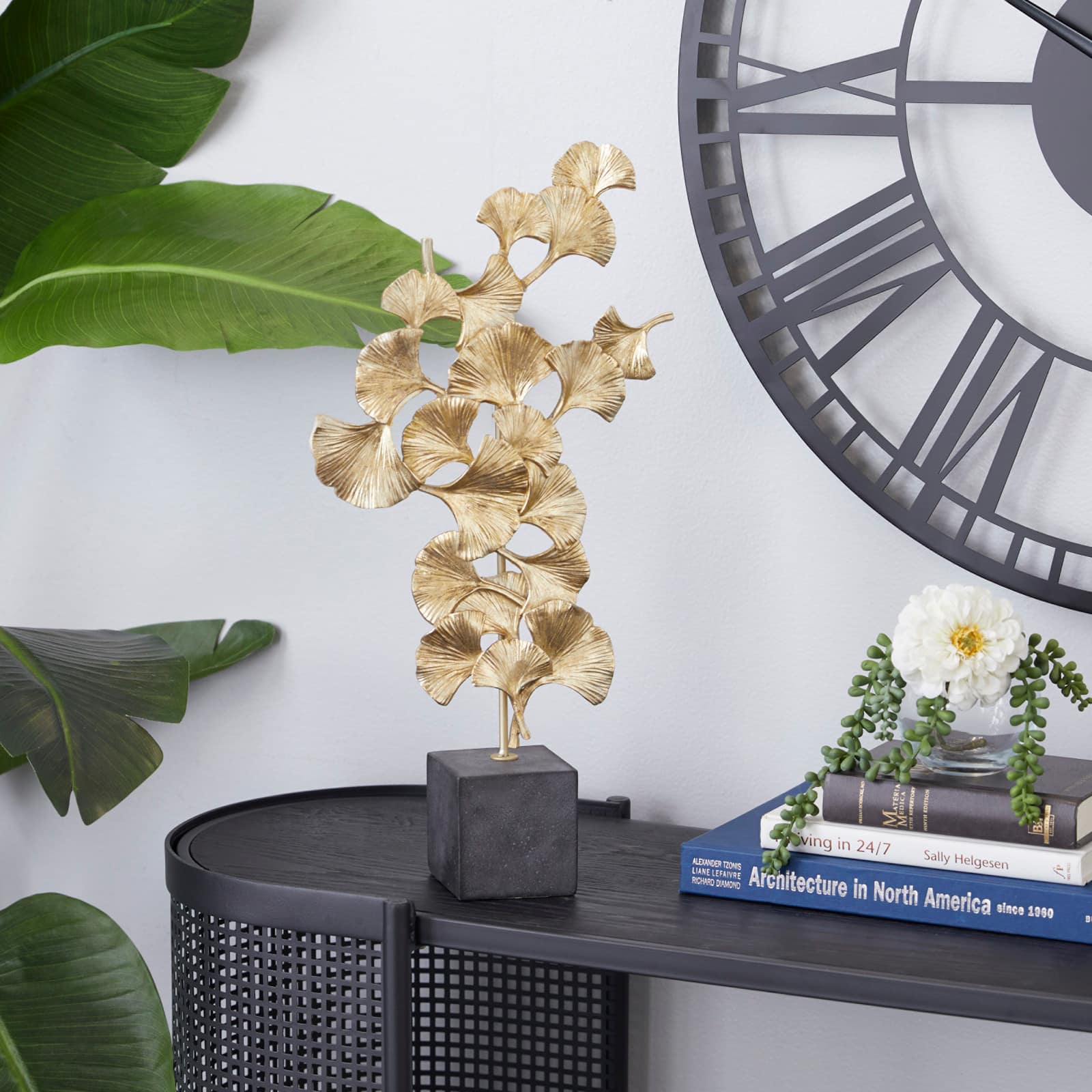 20" Gold Contemporary Gingko Leaf Sculpture