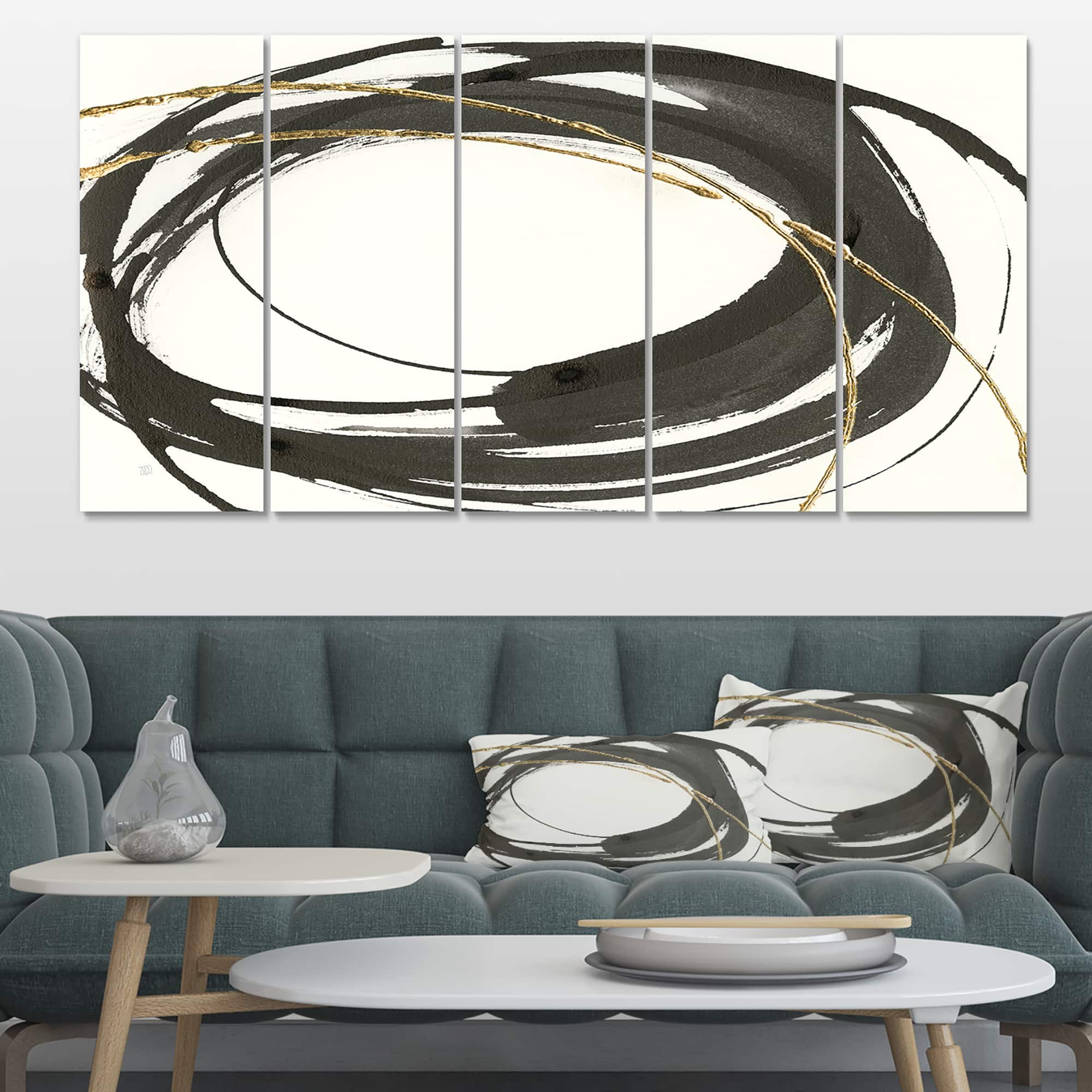 Designart - Gold Glamour Circle I - Posh & Luxe Canvas Art