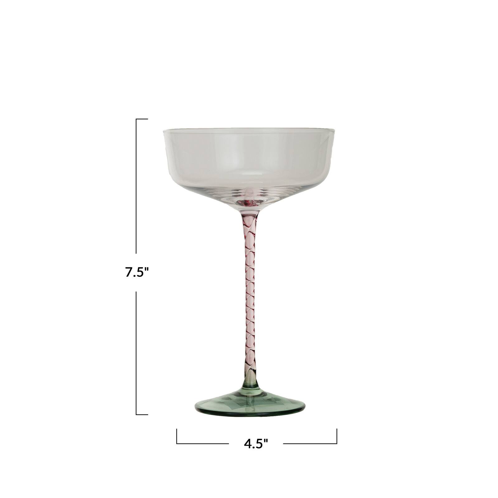 Hello Honey® 10oz. Pink, Green & Clear Champagne Coupe Glass