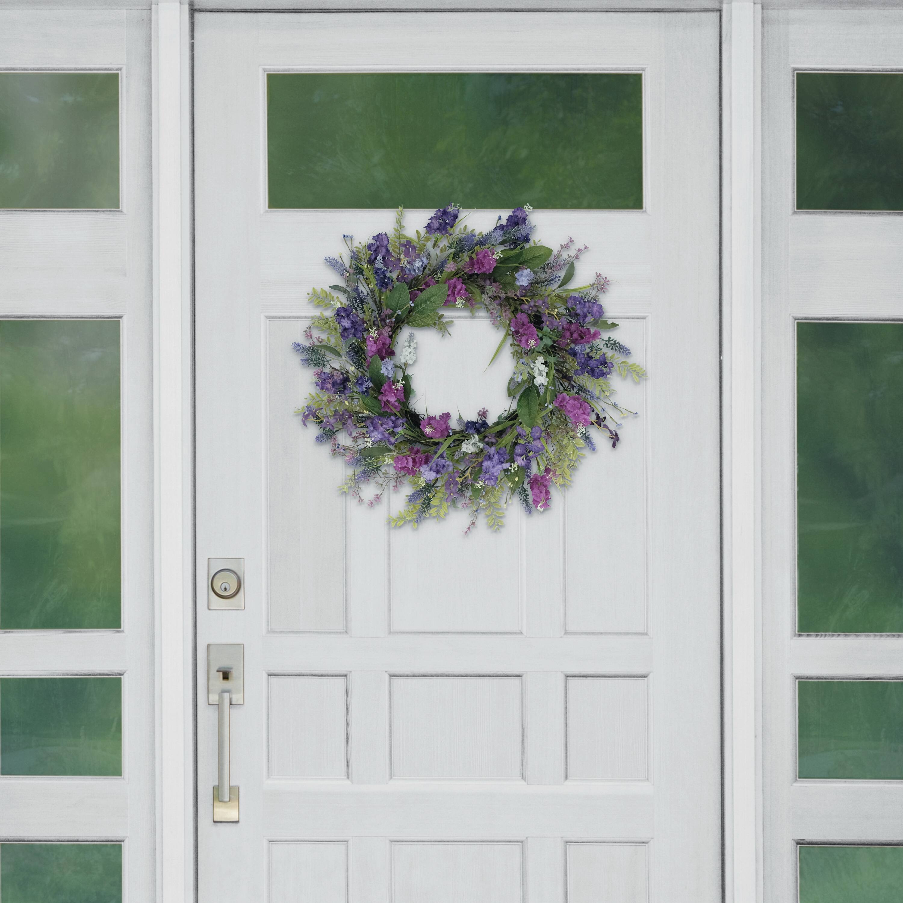 6 Pack: 24" Mixed Lavender Floral Spring Wreath
