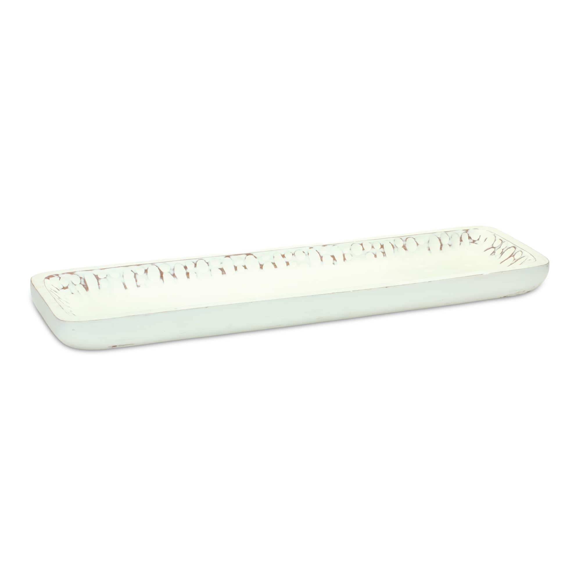 White-Washed Mango Wood Tray Set