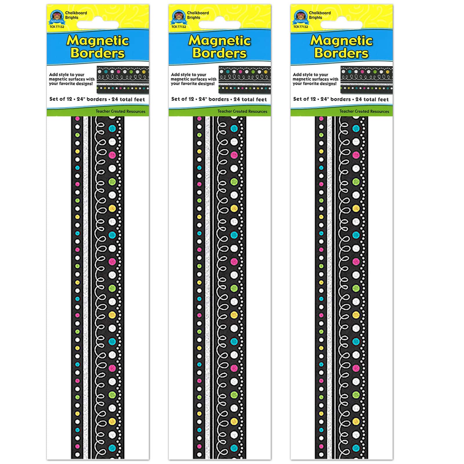 Teacher Created Resources® Chalkboard Brights Magnetic Borders, 72ft.